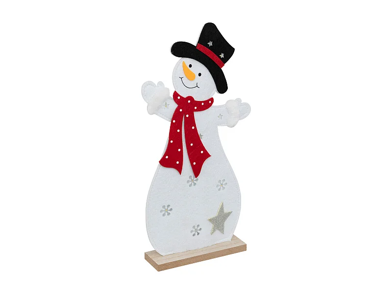Déco lumineuse Bonhomme de Neige en feutrine 9 LED H 37 cm