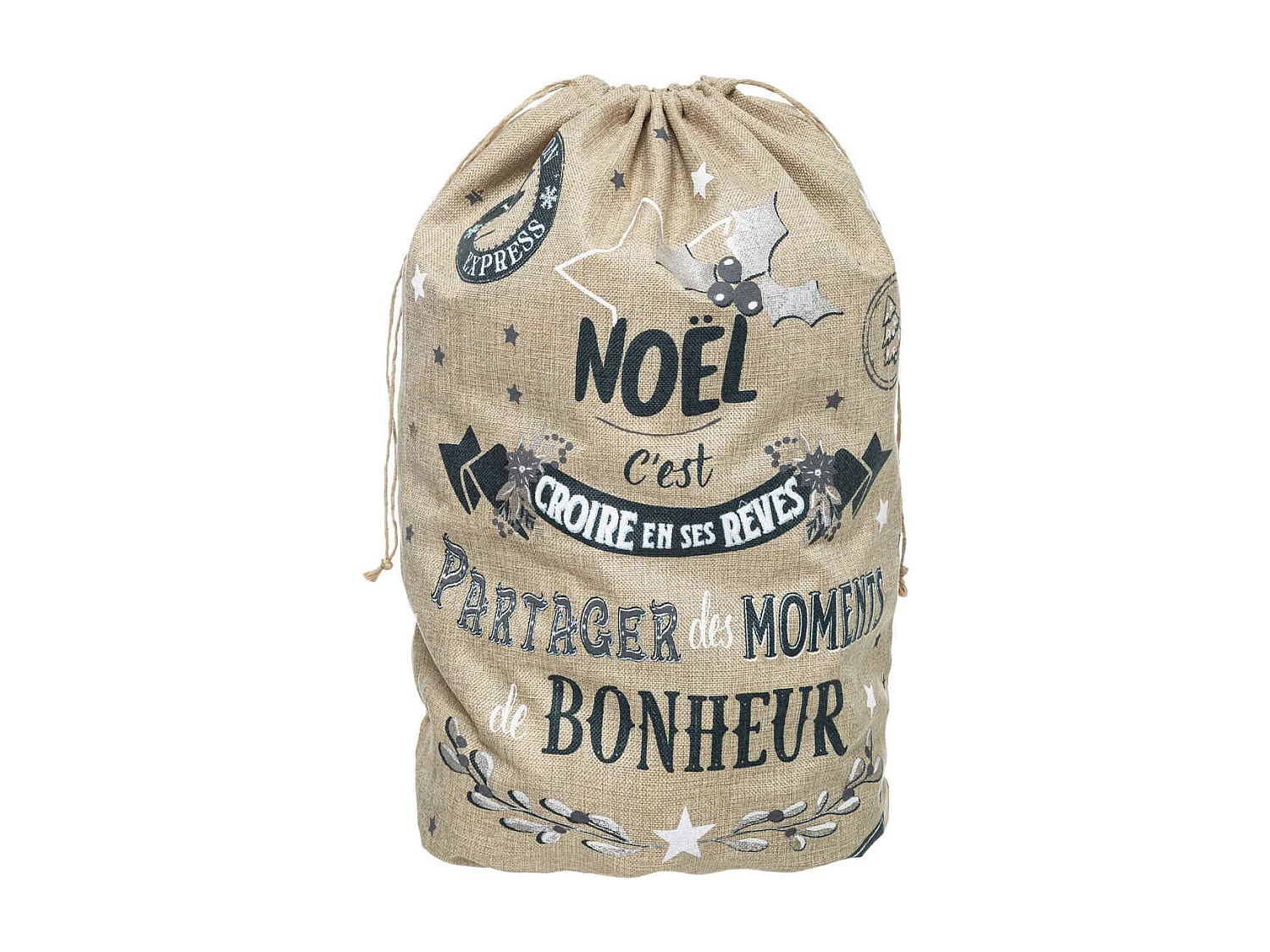 Grande Hotte de Noël en Jute Imprimée 50 x 70 cm