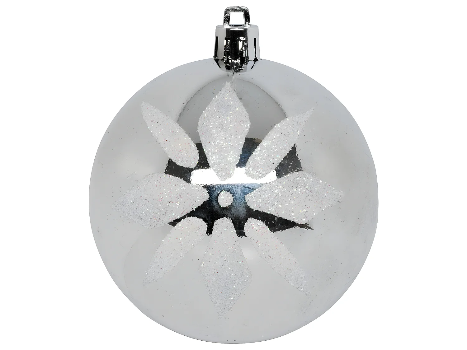 Déco de sapin Lot de 8 Boules de Noël D 8 cm - Argent et Blanc