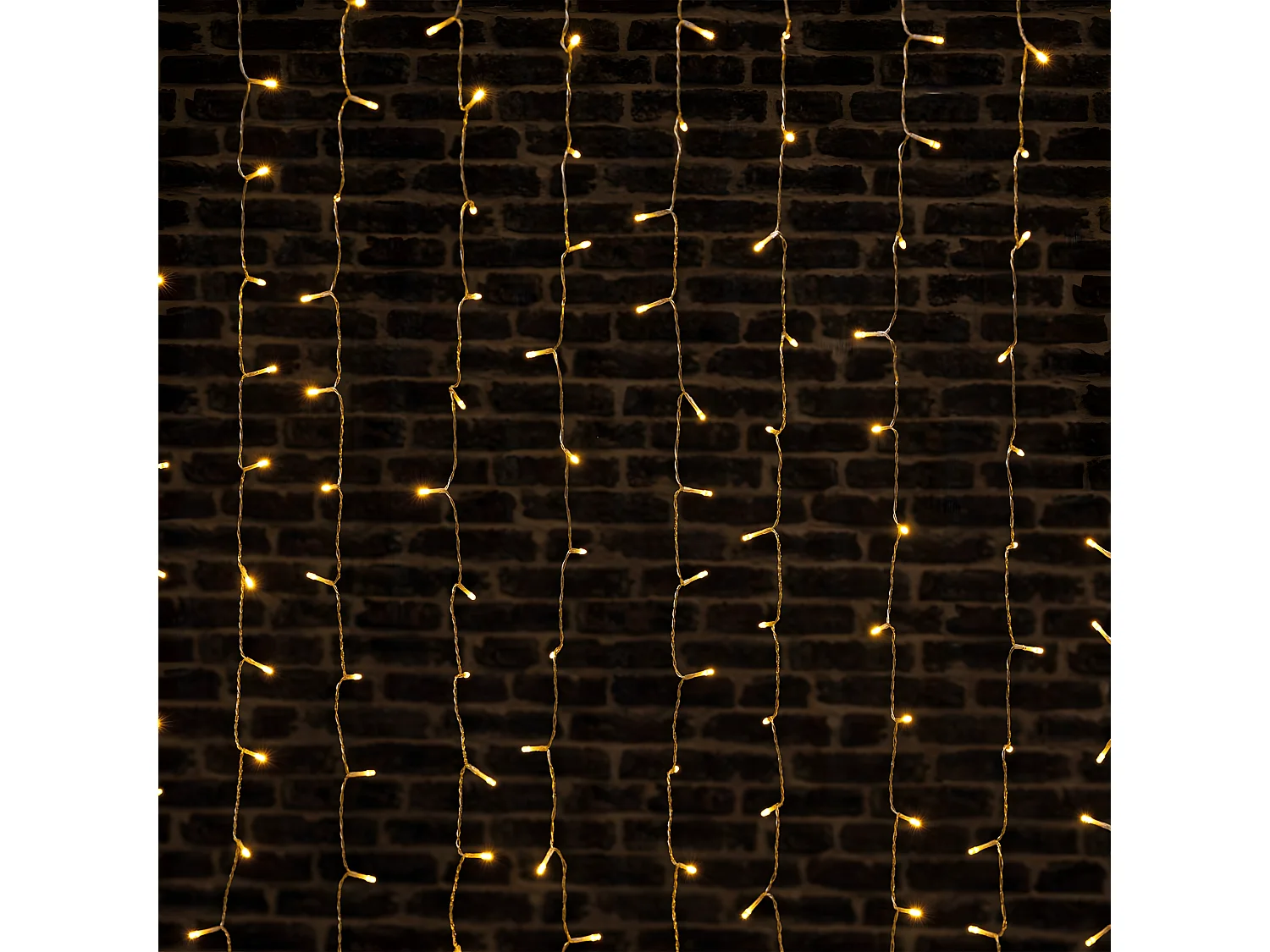 Rideau lumineux L 2 m 400 LED Blanc chaud 20 Tombées 8 jeux de lumière