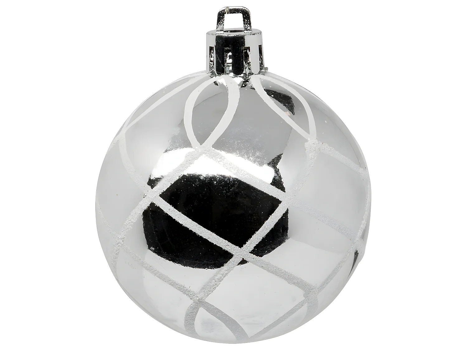 Déco de sapin Lot de 25 Boules de Noël D 6 cm - Argenté et Blanc