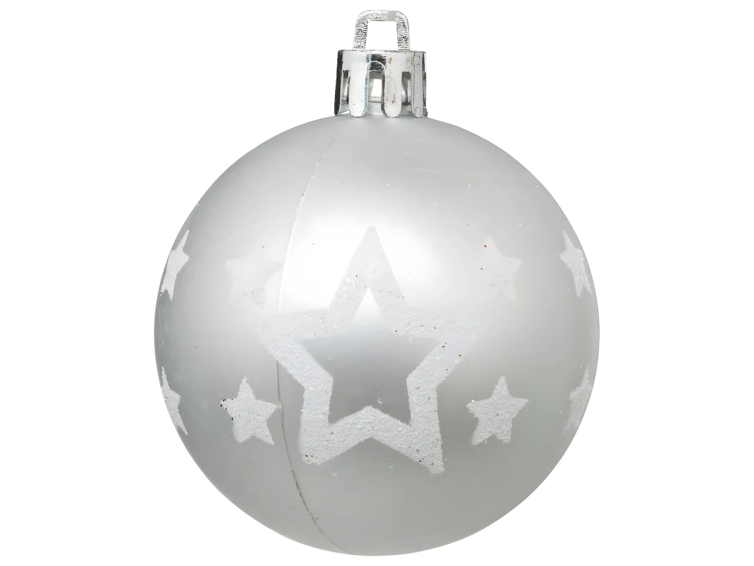 Déco de sapin Lot de 25 Boules de Noël D 6 cm - Argenté et Blanc