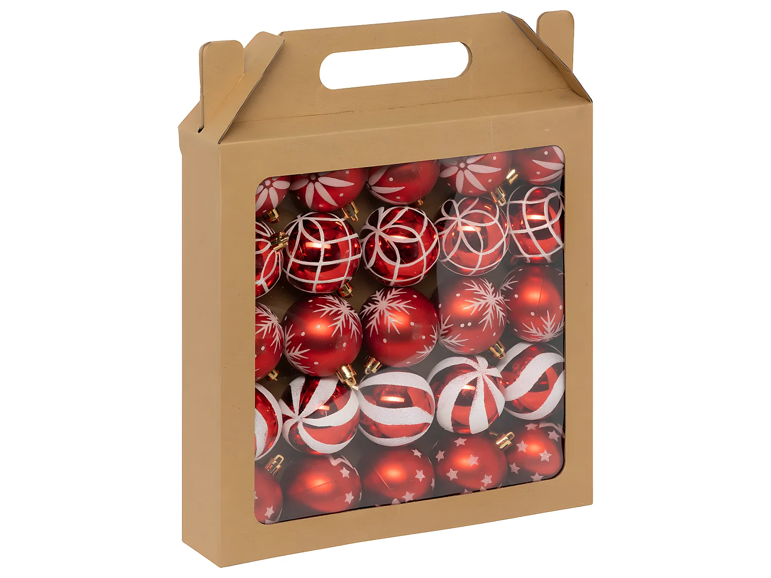 Déco de sapin Lot de 25 Boules de Noël D 6 cm - Rouge et Blanc