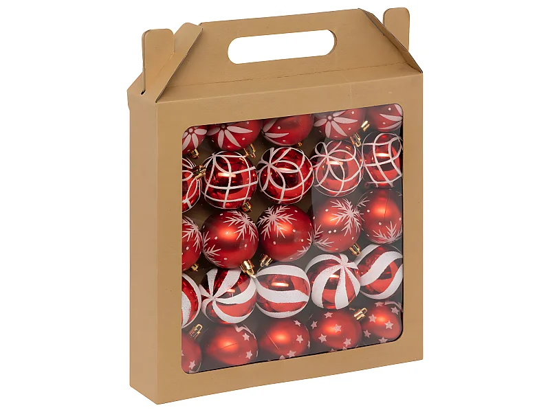 Déco de sapin Lot de 25 Boules de Noël D 6 cm - Rouge et Blanc