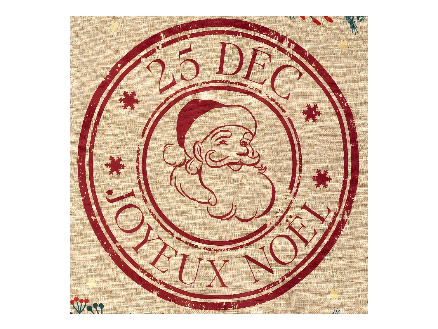 Grande Hotte beige Imprimée Poinsettia 50 x 70 cm