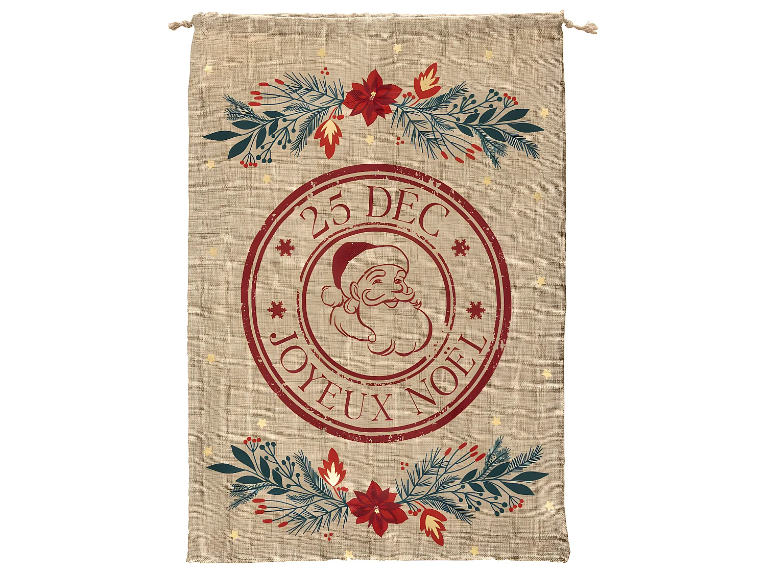 Grande Hotte beige Imprimée Poinsettia 50 x 70 cm