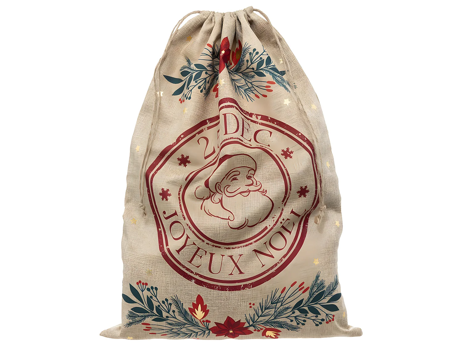 Grande Hotte beige Imprimée Poinsettia 50 x 70 cm