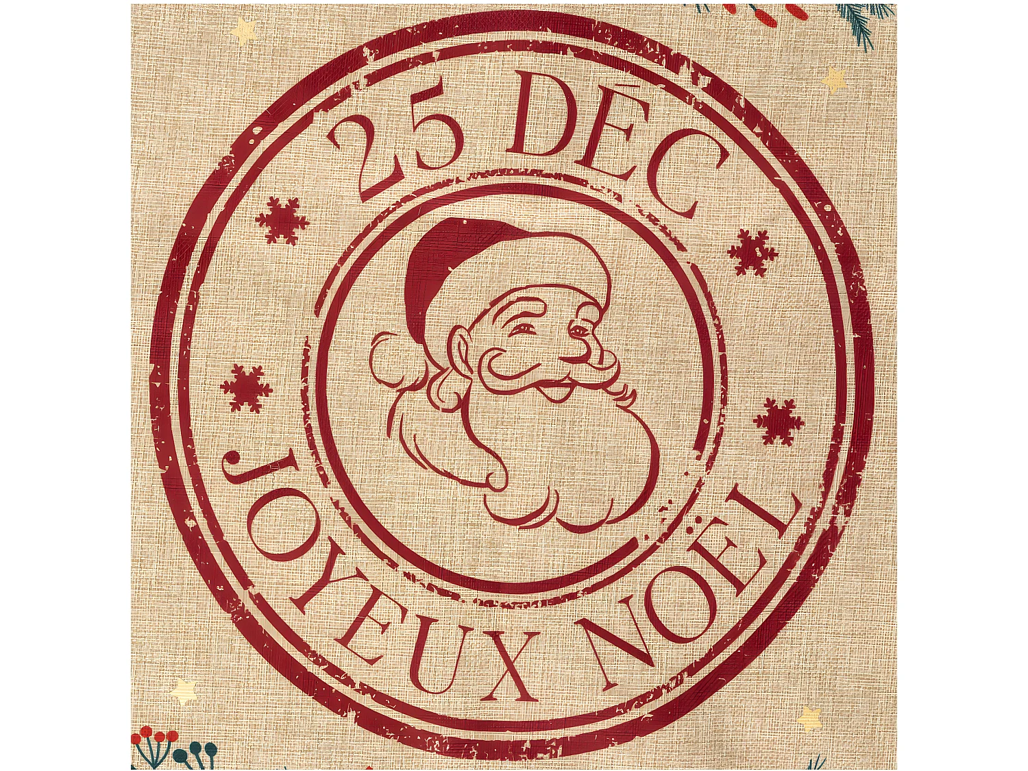 Grande Hotte beige Imprimée Poinsettia 50 x 70 cm