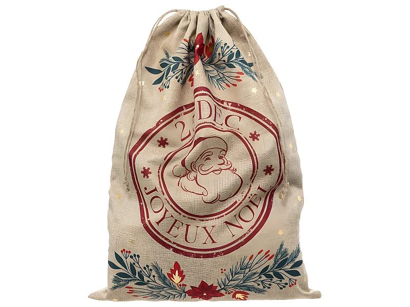 Grande Hotte beige Imprimée Poinsettia 50 x 70 cm