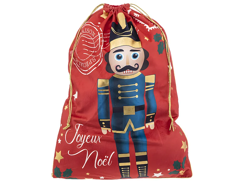 Grande Hotte en velours rouge imprimée Casse-Noisette 50 x 70 cm