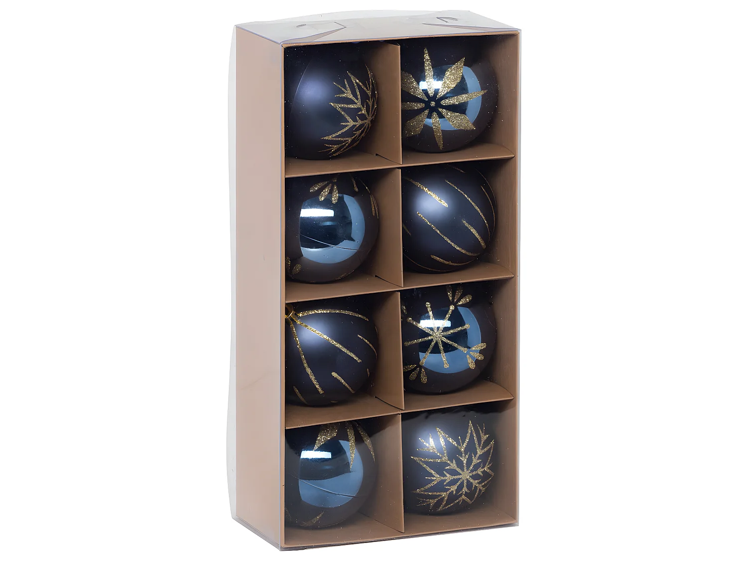 Déco de sapin Lot de 8 Boules de Noël D 8 cm - Bleu et Doré