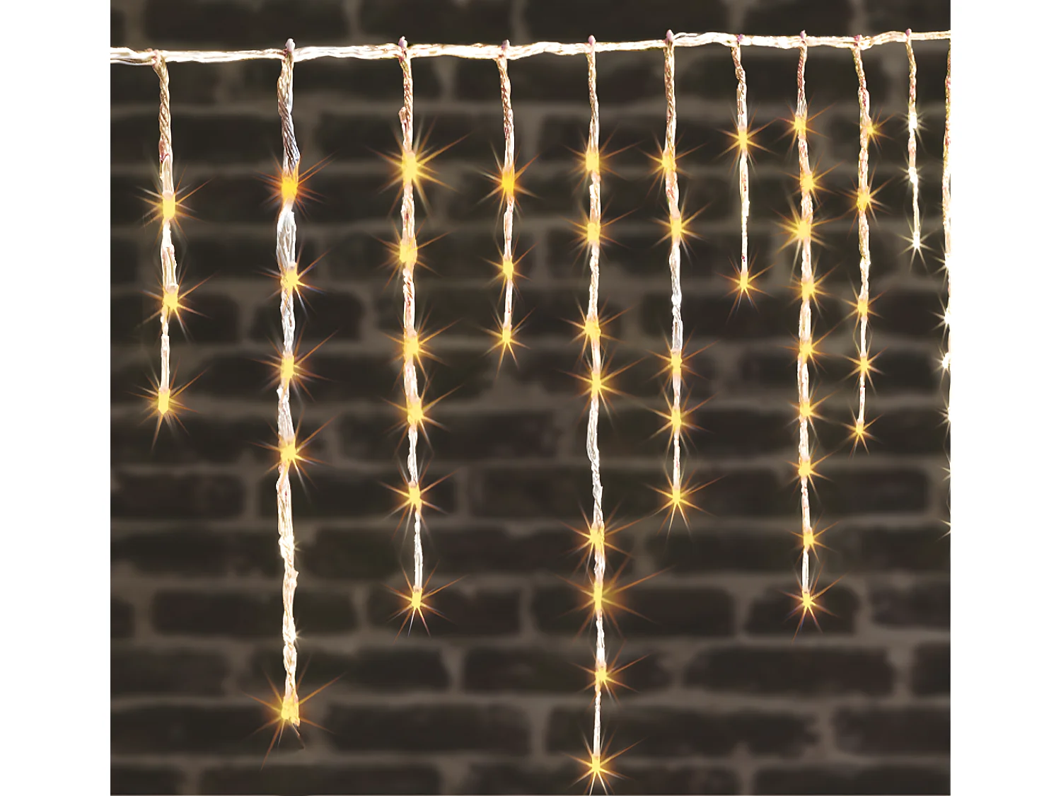 Rideau lumineux L 2 m 120 LED Blanc chaud 20 Tombées effet neige 4 vitesses