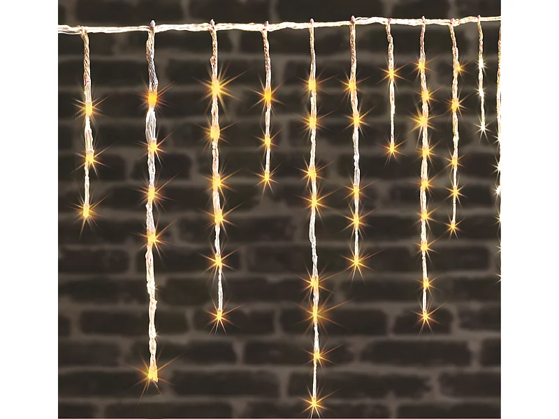 Rideau lumineux L 2 m 120 LED Blanc chaud 20 Tombées effet neige 4 vitesses