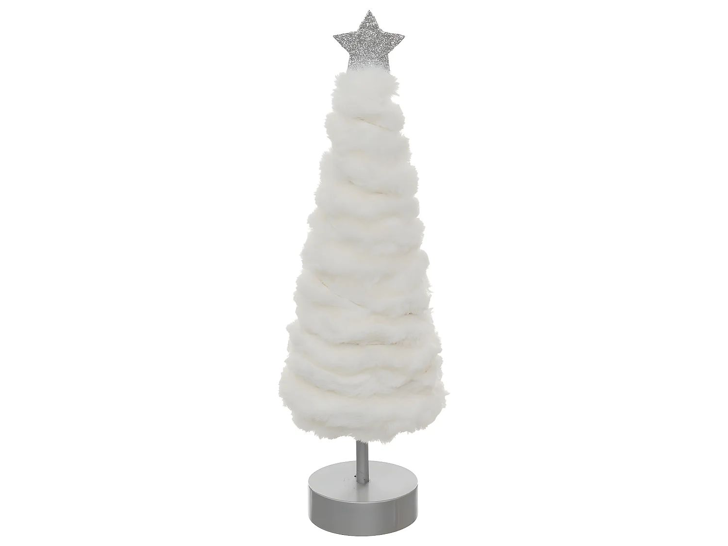 Déco de Noël Sapin lumineux 20 LED en fourrure blanche H 38 cm
