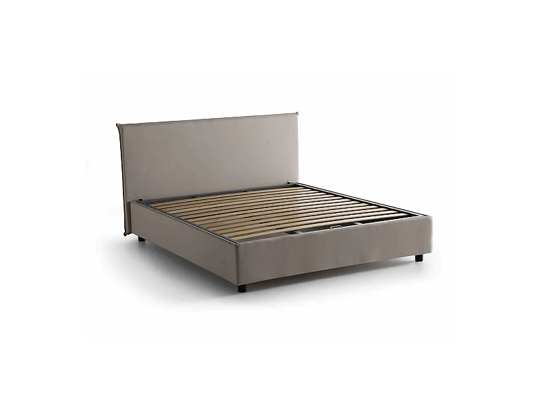 Dangel tweepersoonsbed, Opbergbed met stoffen bekleding, 100% Made in Italy, Opening aan de voorkant, geschikt voor matras 160x200 cm, duifgrijs