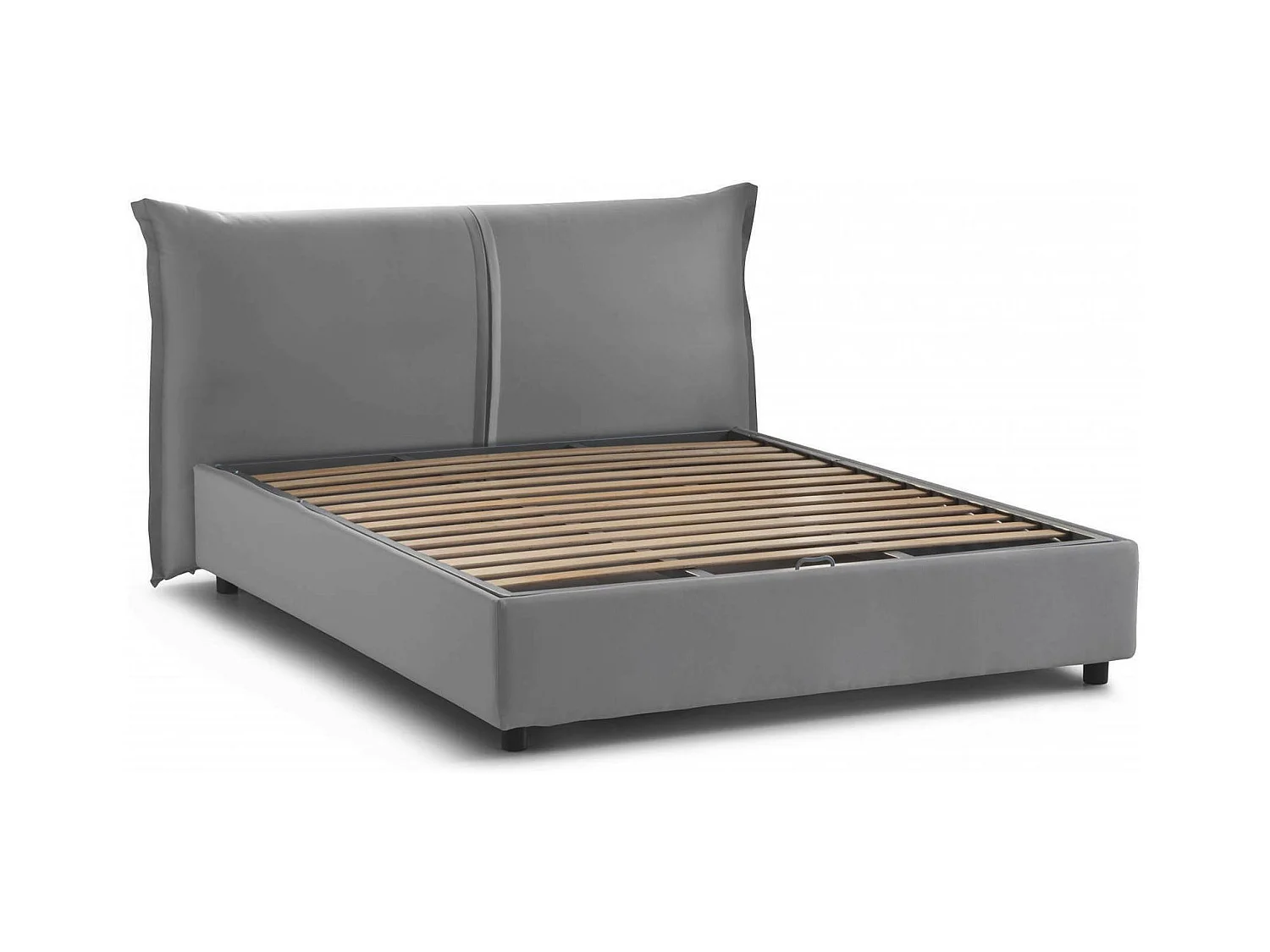Lit double Darabon, Lit coffre avec revêtement en tissu, 100% Made in Italy, Ouverture frontale, adapté pour matelas 160x190 cm, Gris