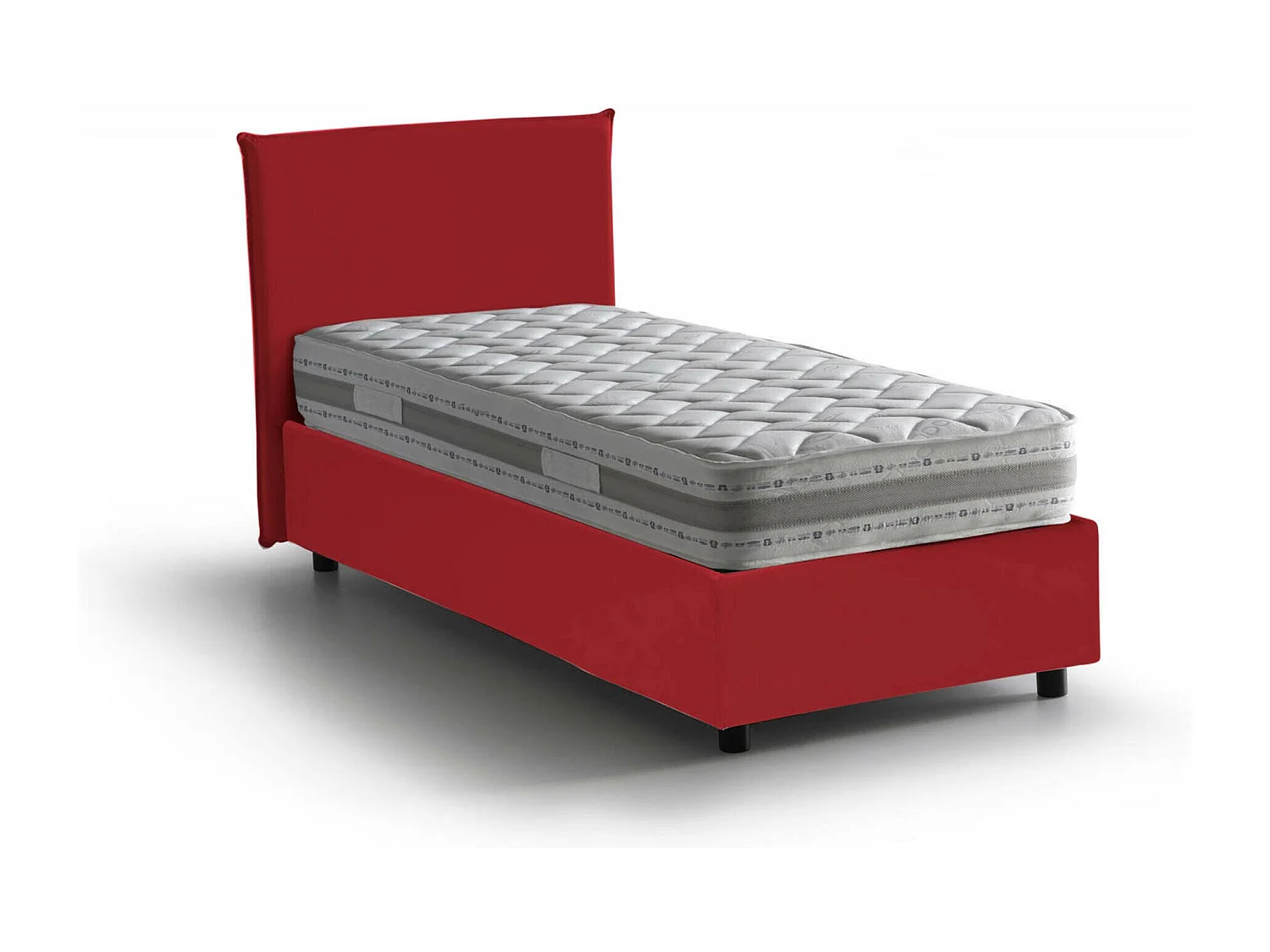 Daquin eenpersoonsbed, Opbergbed met stoffen bekleding, 100% Made in Italy, Opening aan de voorkant, inclusief matras van 80x190 cm, Rood