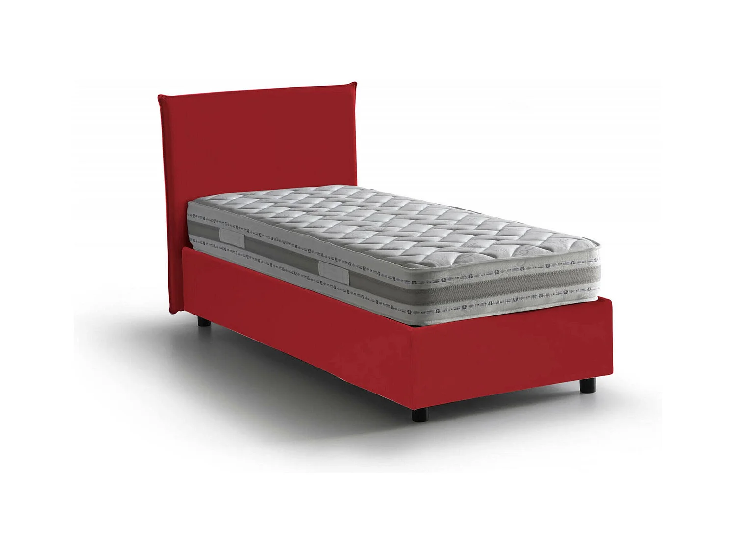 Daquin eenpersoonsbed, Opbergbed met stoffen bekleding, 100% Made in Italy, Opening aan de voorkant, inclusief matras van 80x190 cm, Rood