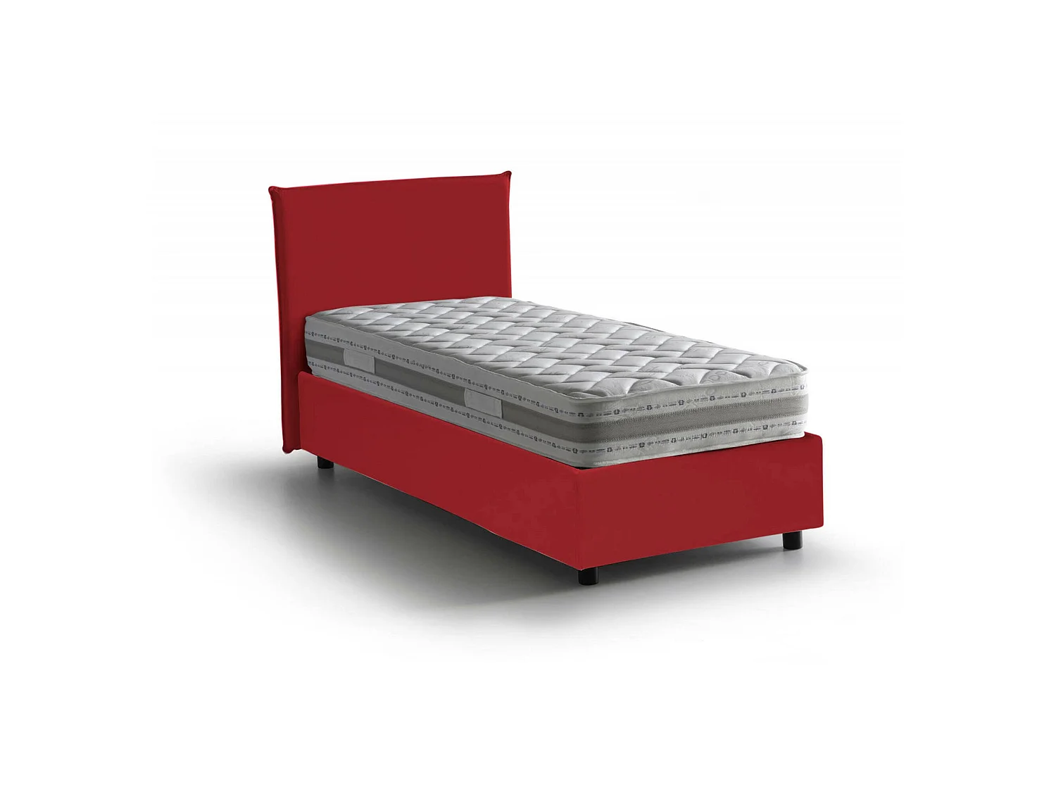 Lit simple Daquin, Lit coffre avec revêtement en tissu, 100% Made in Italy, Ouverture frontale, avec matelas 80x190 cm inclus, Rouge