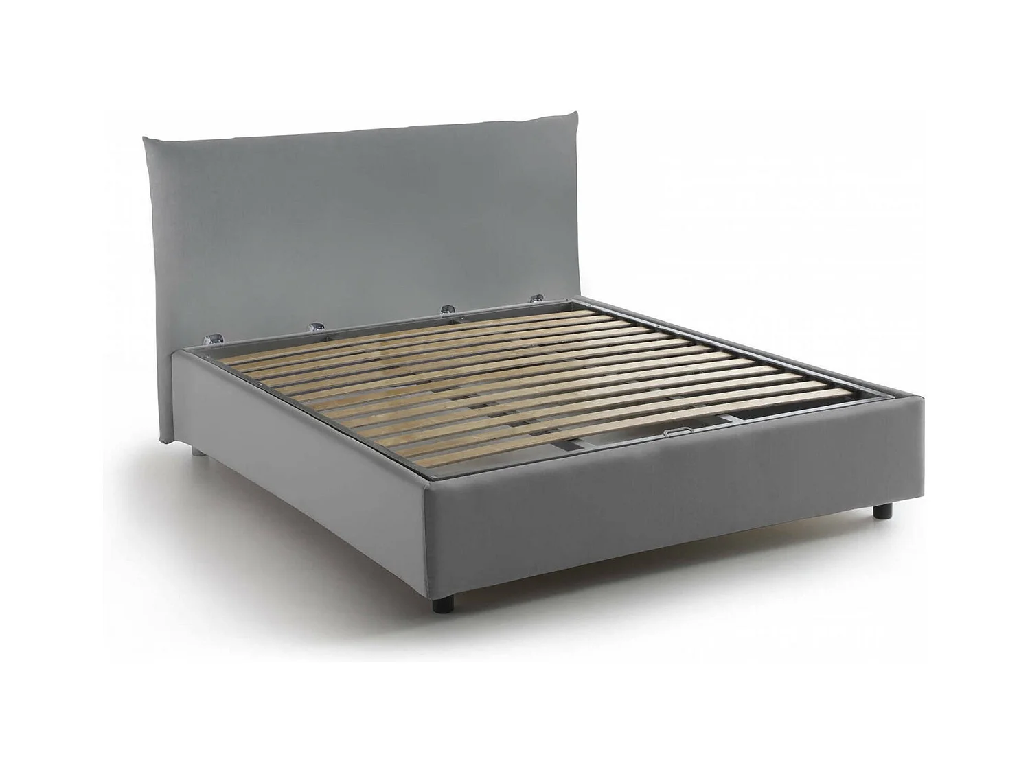 Dlevant tweepersoonsbed, opbergbed met stoffen bekleding, 100% Made in Italy, opening aan de voorzijde, geschikt voor matras 120x190 cm, grijs