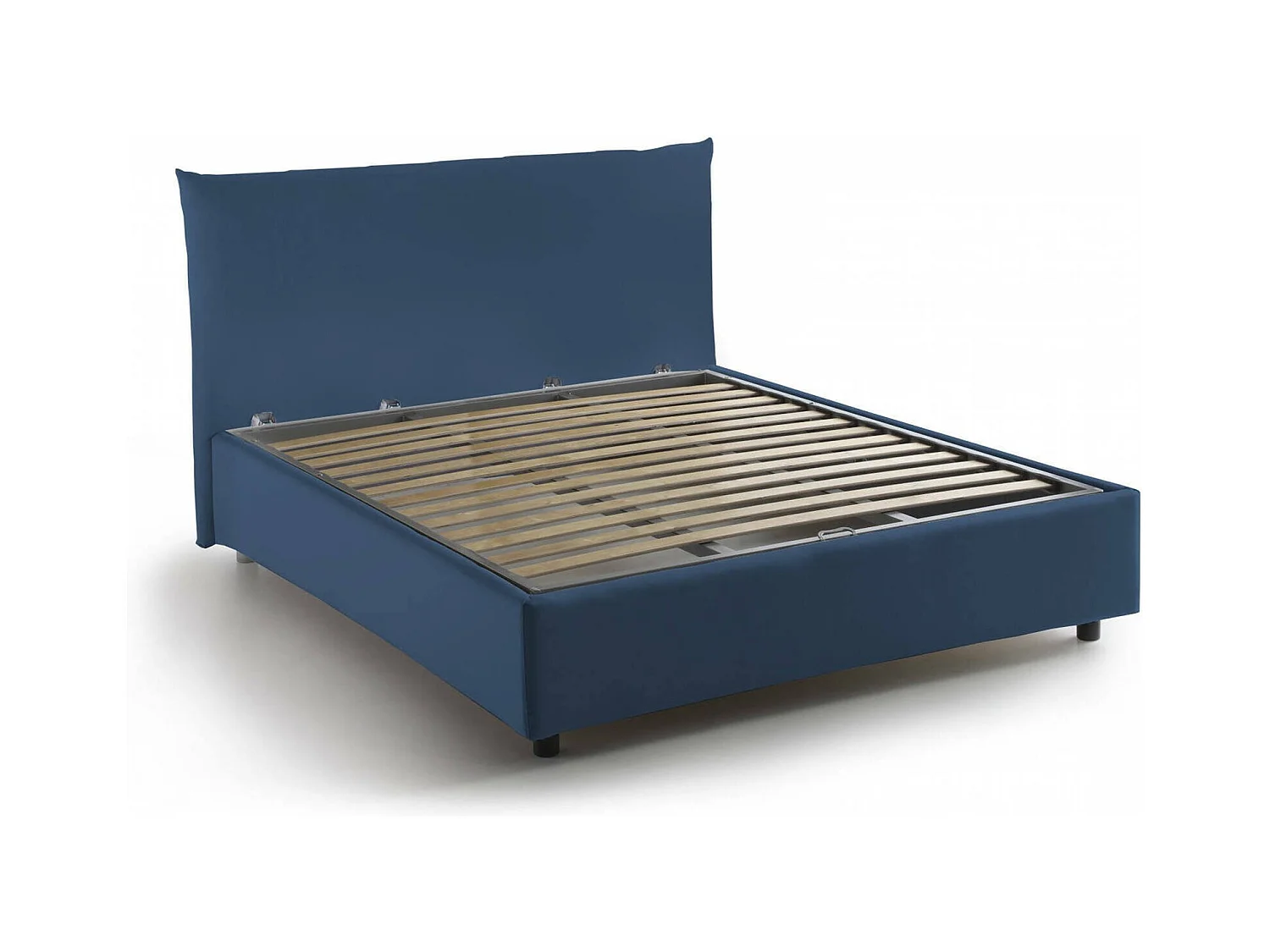 Dlevant tweepersoonsbed, opbergbed met stoffen bekleding, 100% Made in Italy, opening aan de voorkant, geschikt voor matras 120x190 cm, blauw