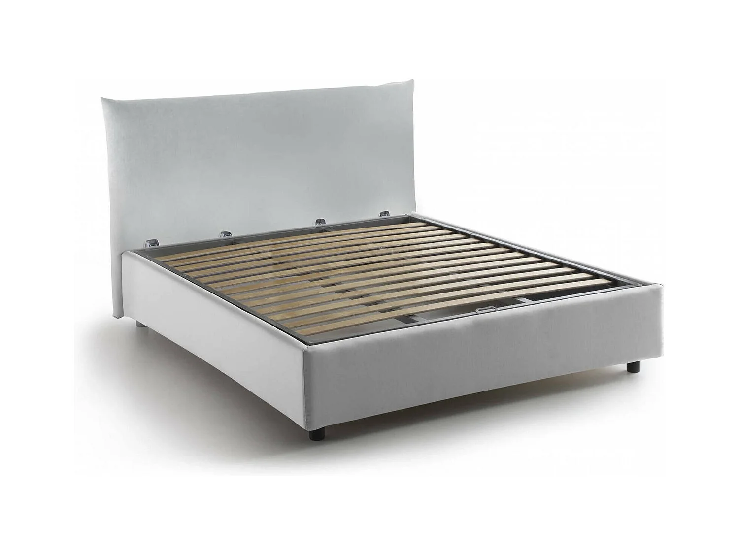 Dlevant tweepersoonsbed, opbergbed met stoffen bekleding, 100% Made in Italy, opening aan de voorzijde, geschikt voor matras 120x190 cm, wit