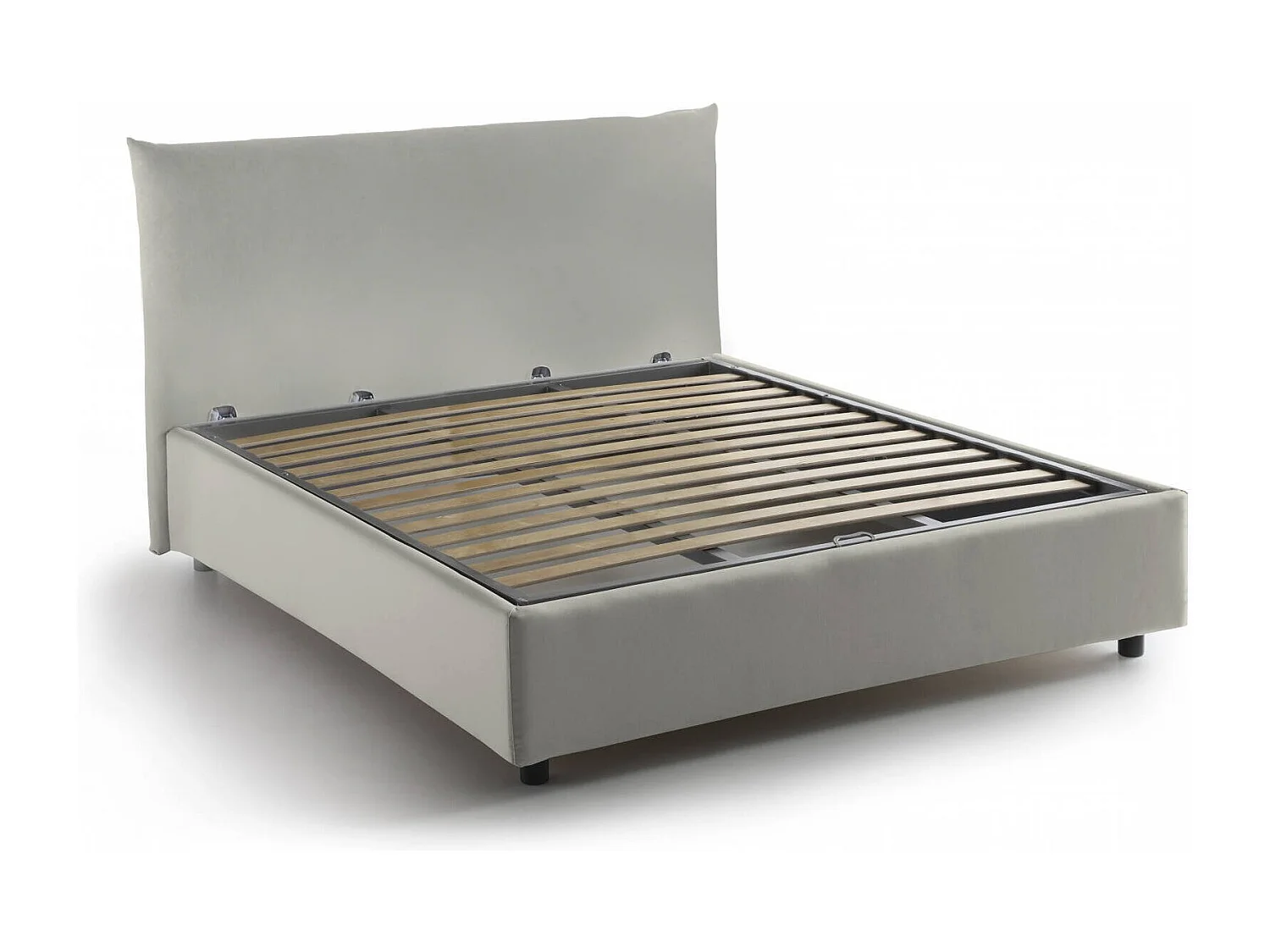 Quadratisches und halbes Bett Dlevant, Containerbett mit Stoffbespannung, 100% Made in Italy, Frontöffnung, passend für Matratze Cm 120x190, Beige