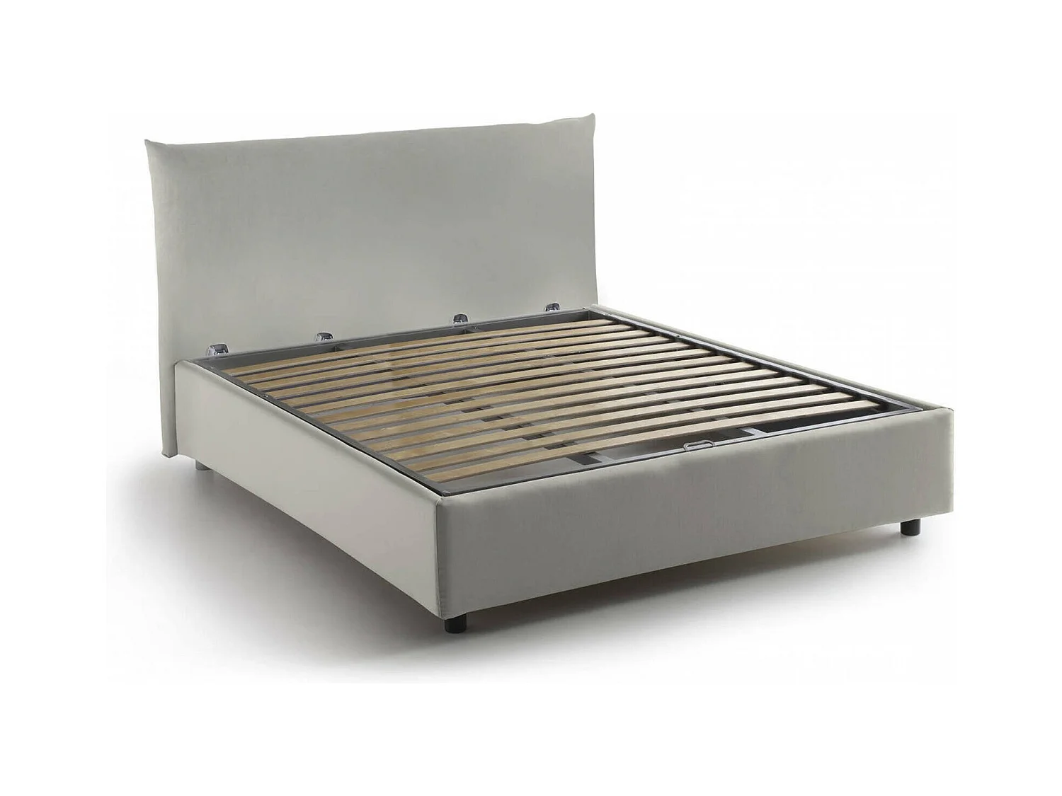 Dlevant tweepersoonsbed, opbergbed met stoffen bekleding, 100% Made in Italy, opening aan de voorkant, geschikt voor matras 120x190 cm, Beige