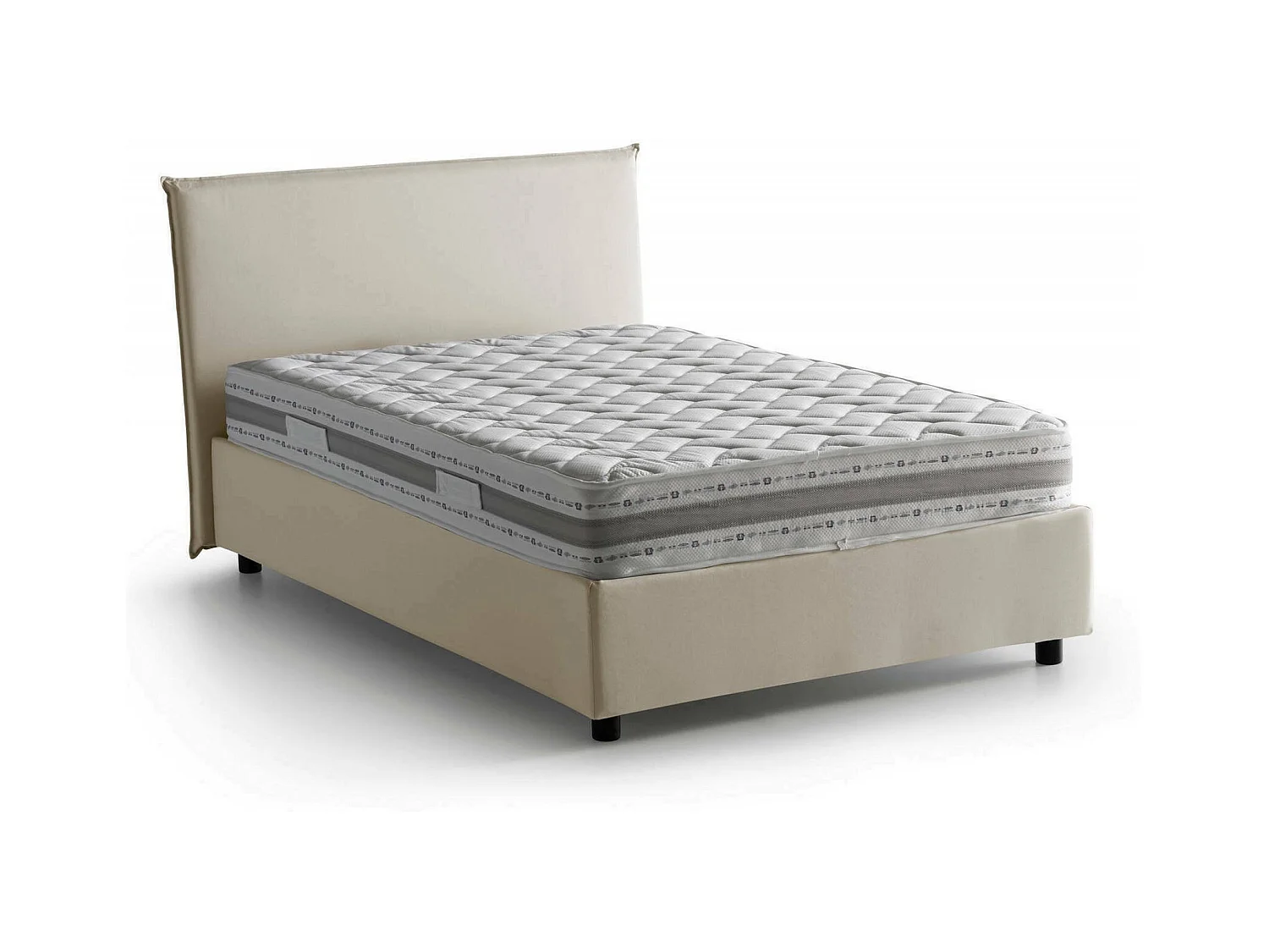 Daceret tweepersoonsbed, opbergbed met stoffen bekleding, 100% Made in Italy, opening aan de voorkant, inclusief matras 120x190 cm, Beige