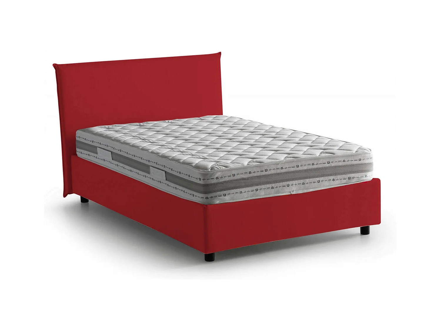 Daceret tweepersoonsbed, Opbergbed met stoffen bekleding, 100% Made in Italy, Opening aan de voorzijde, inclusief matras van 120x190 cm, Rood