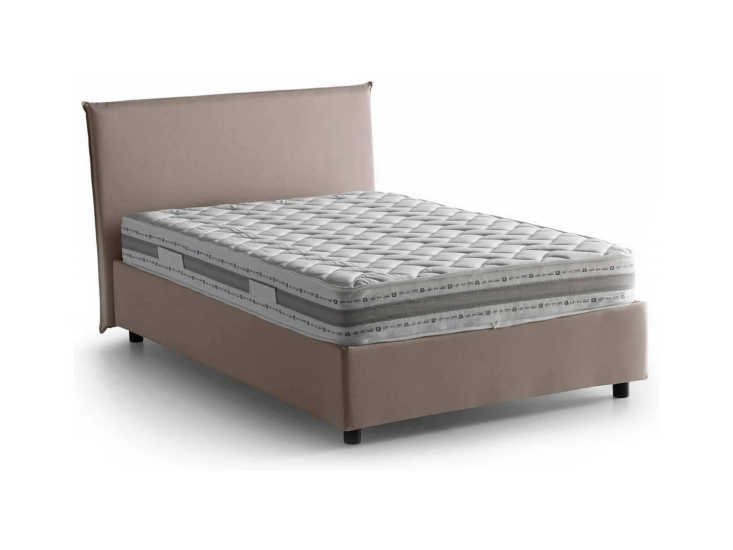 Cama de plaza y media Daceret, Cama contenedor con revestimiento de tela, 100% Made in Italy, Apertura frontal, con colchón Cm 120x190 incluido, Tórtola