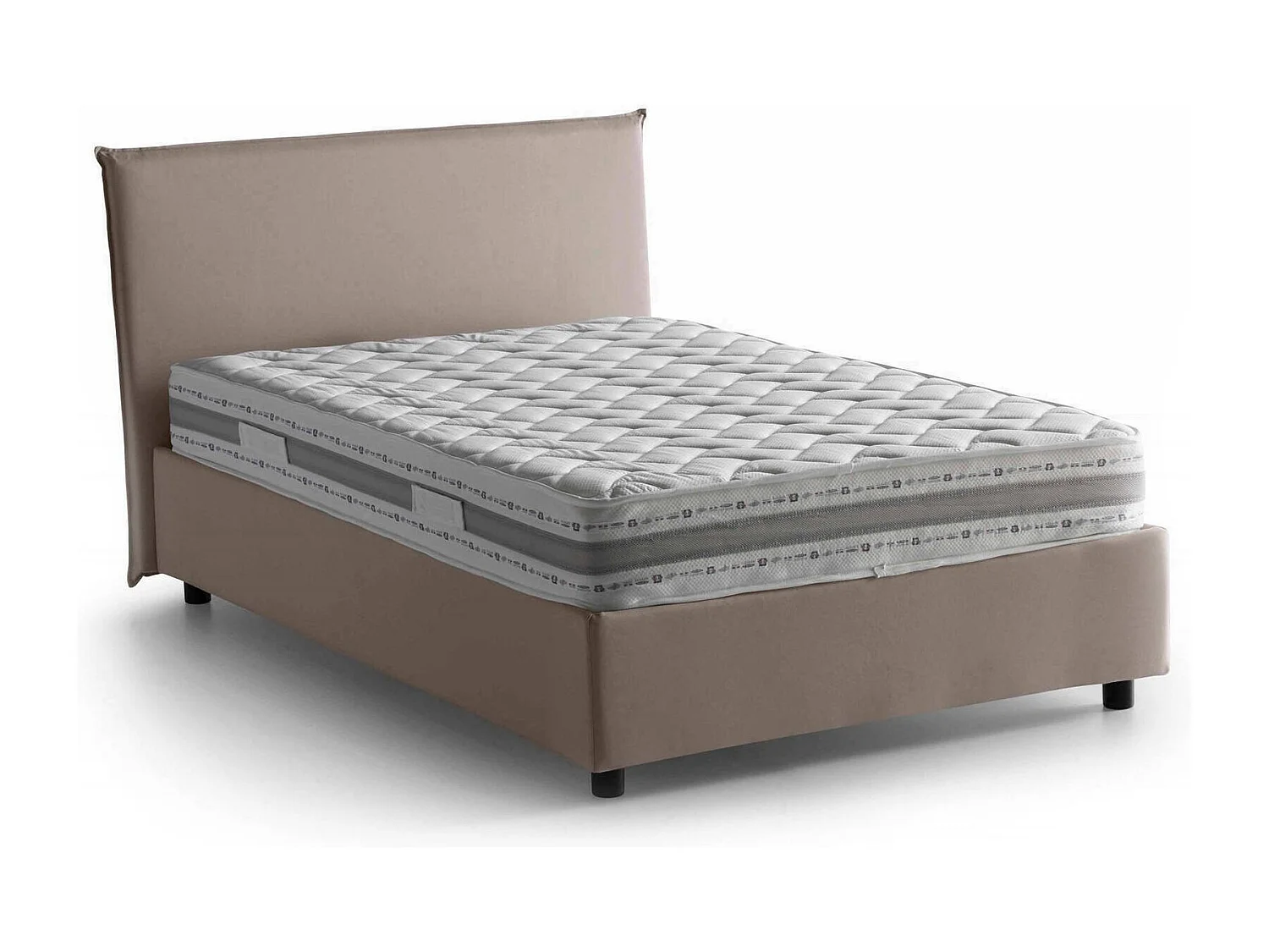 Lit double Daceret, lit coffre avec revêtement en tissu, 100% Made in Italy, ouverture frontale, avec matelas 120x190 cm inclus, gris tourterelle