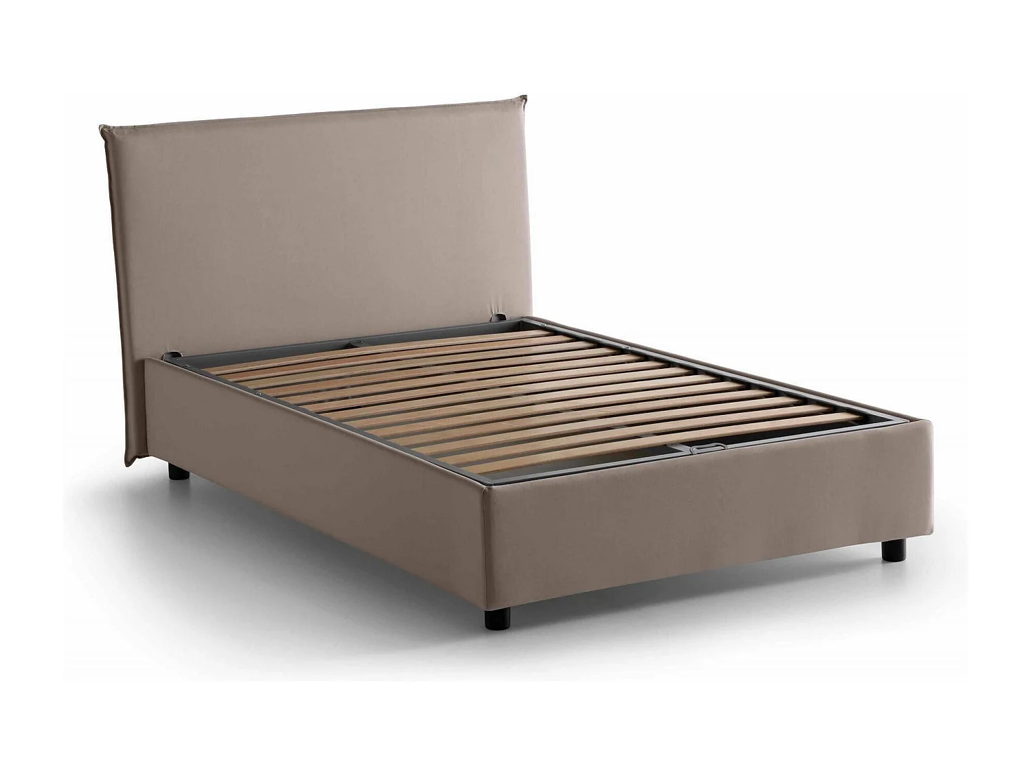 Lit double Daceret, lit coffre avec revêtement en tissu, 100% Made in Italy, ouverture frontale, avec matelas 120x190 cm inclus, gris tourterelle