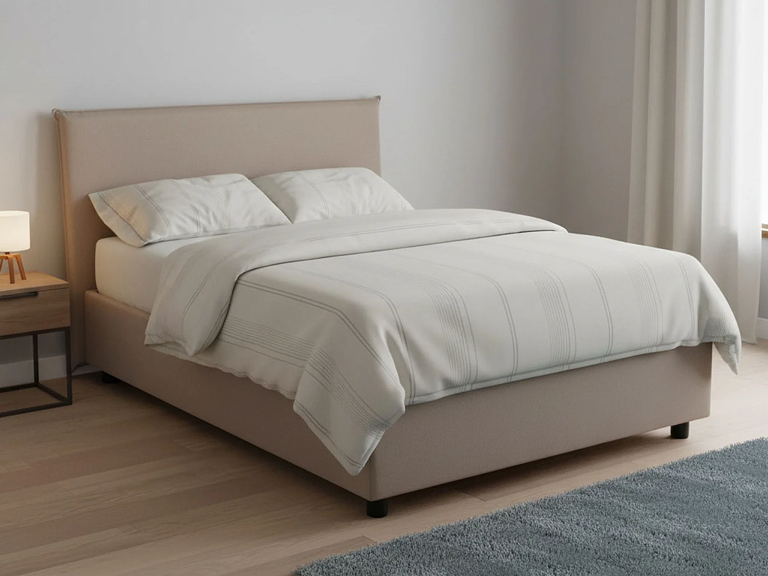 Lit double Daceret, lit coffre avec revêtement en tissu, 100% Made in Italy, ouverture frontale, avec matelas 120x190 cm inclus, gris tourterelle