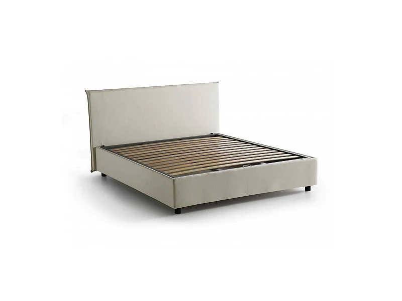 Letto Matrimoniale Ashlee, Sfoderabile Made in Italy, 175x205 cm Beige