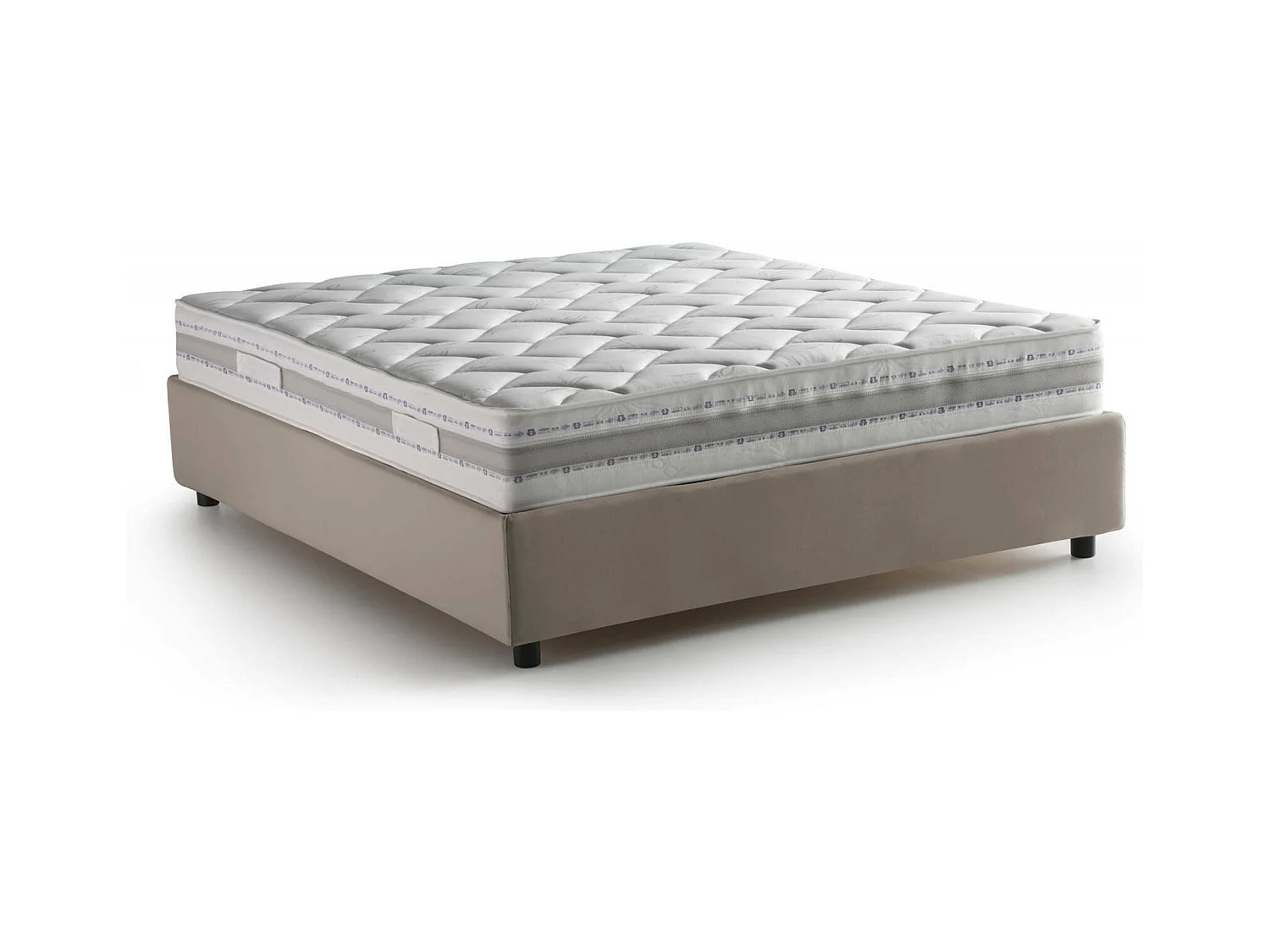 Lit double Dcacac, Lit coffre avec revêtement en tissu, 100% Made in Italy, Ouverture frontale, avec matelas 160x190 cm inclus, Taupe