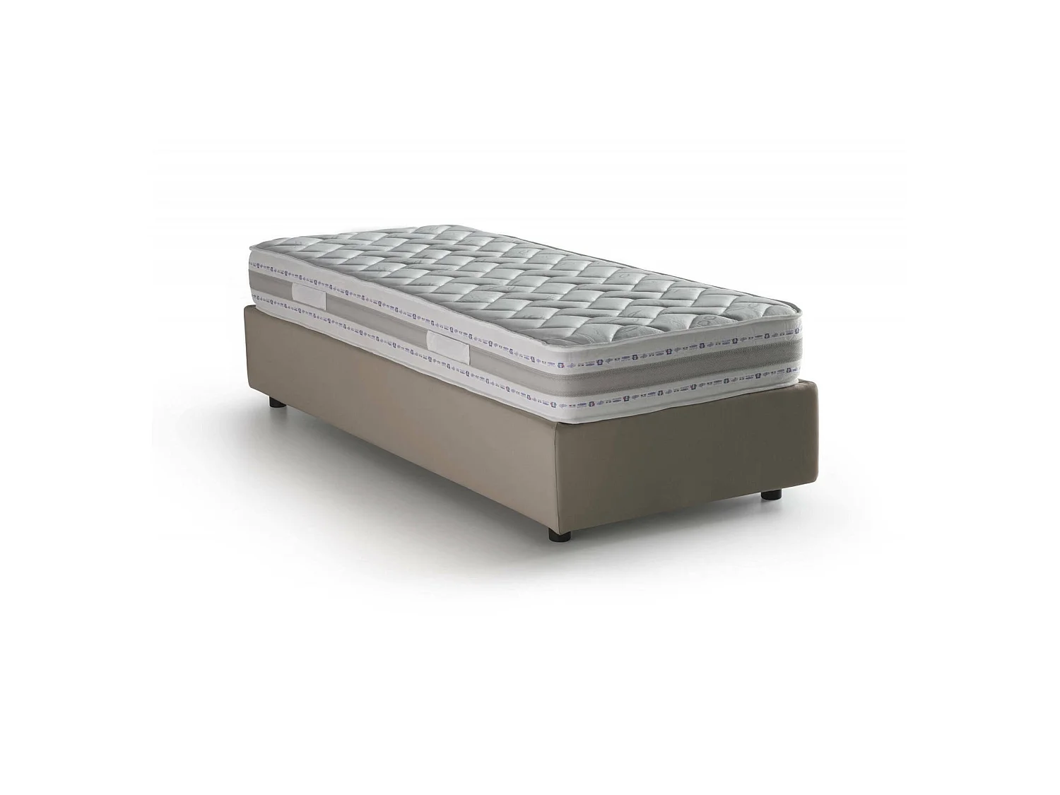 Letto Singolo Agenta, Materasso Incluso Made in Italy, 95x205 cm Grigio Tortora