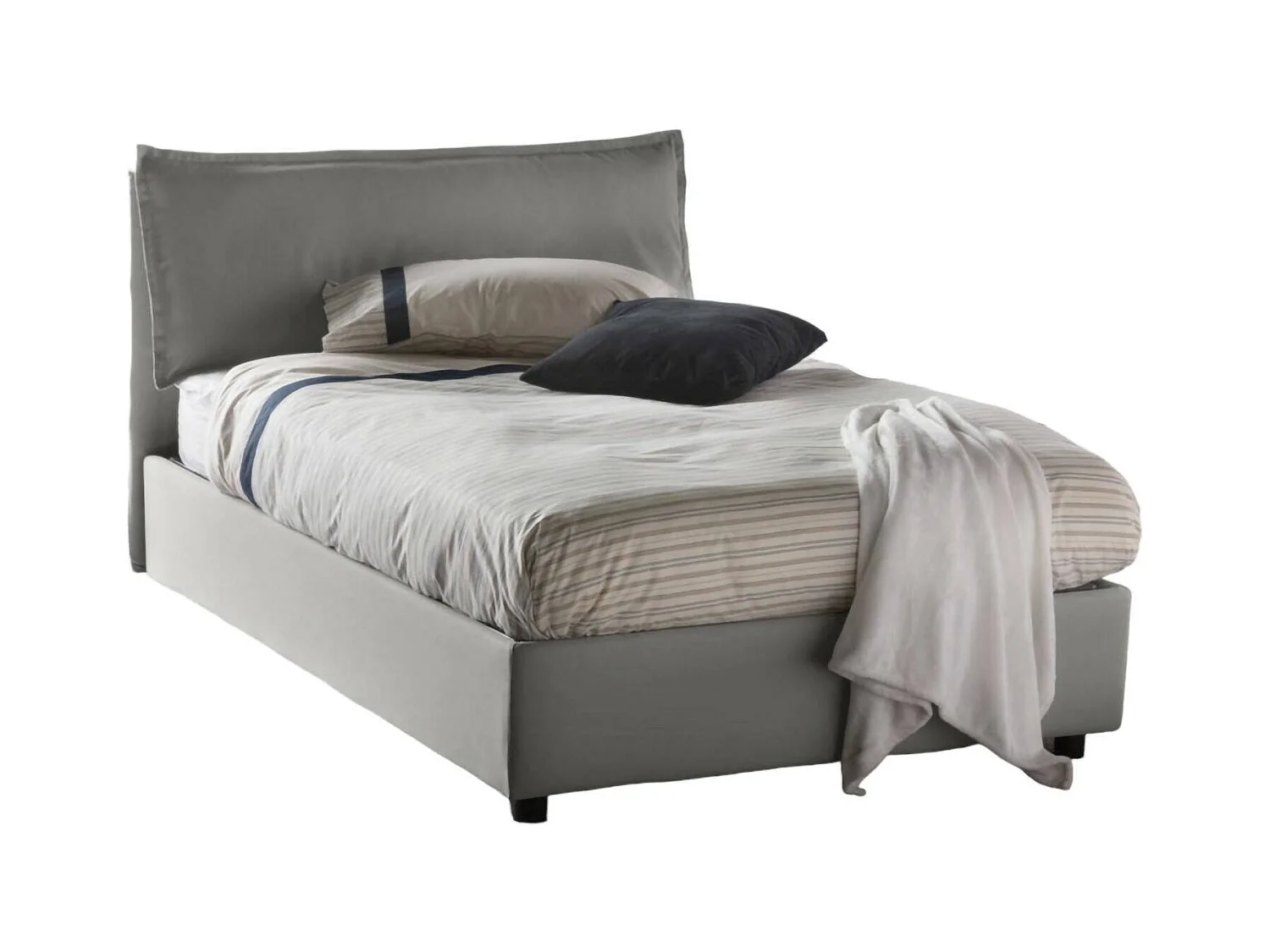 Lit double Dcasade, Lit coffre avec revêtement en tissu, 100% Made in Italy, Ouverture frontale, avec matelas 120x190 cm inclus, Gris