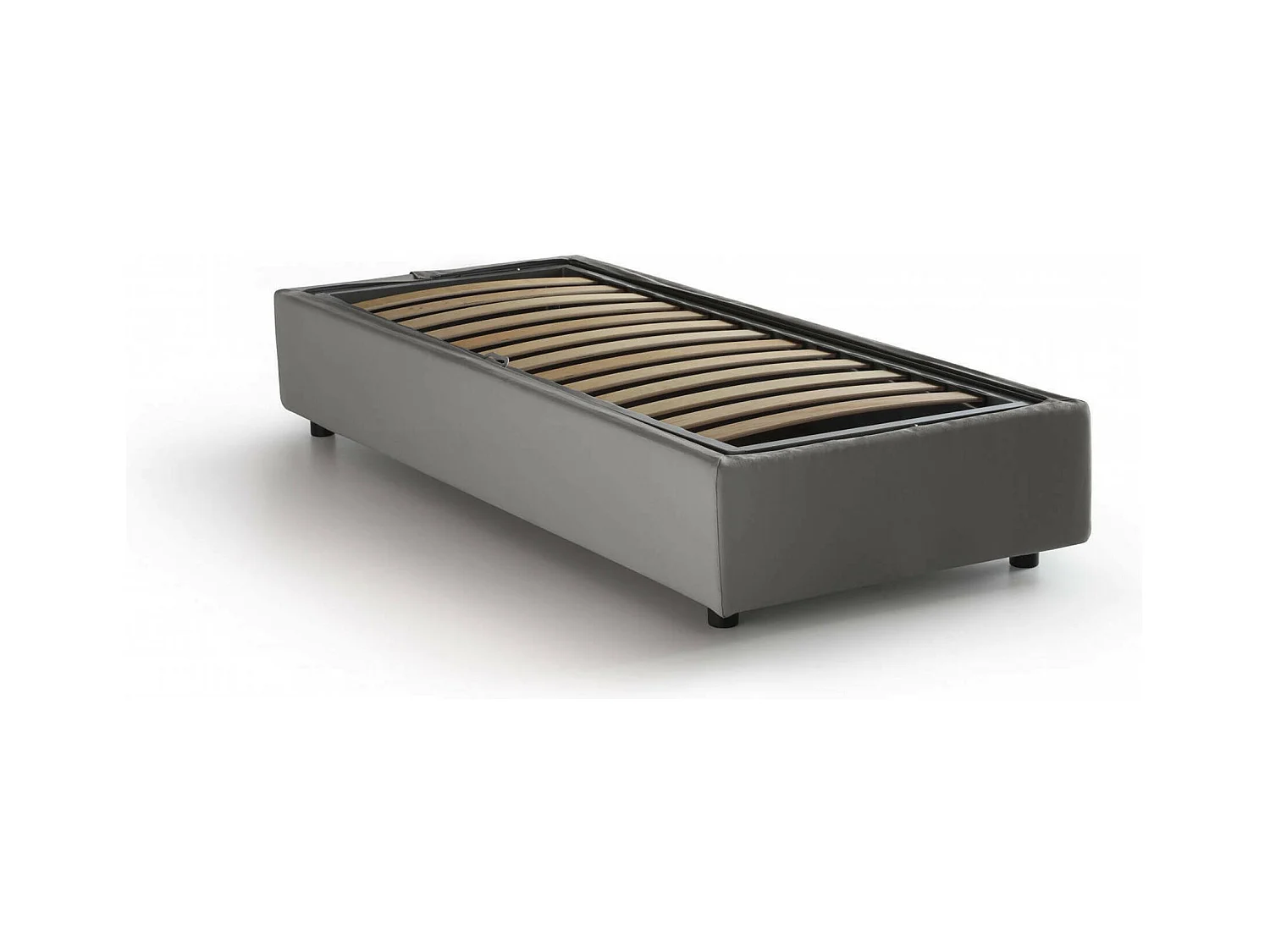 Lit simple Dacerb, Lit coffre avec revêtement en tissu, 100% Made in Italy, Ouverture frontale, adapté pour matelas 80x190 cm, Gris