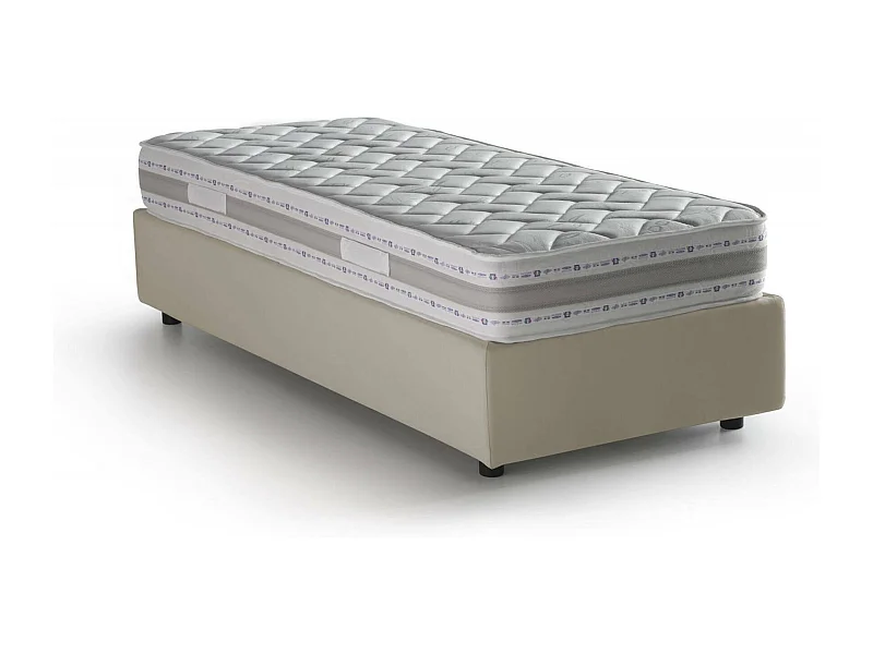 Talamo Italia - Letto singolo Agenta, con materasso Cm 80x190 incluso, Beige