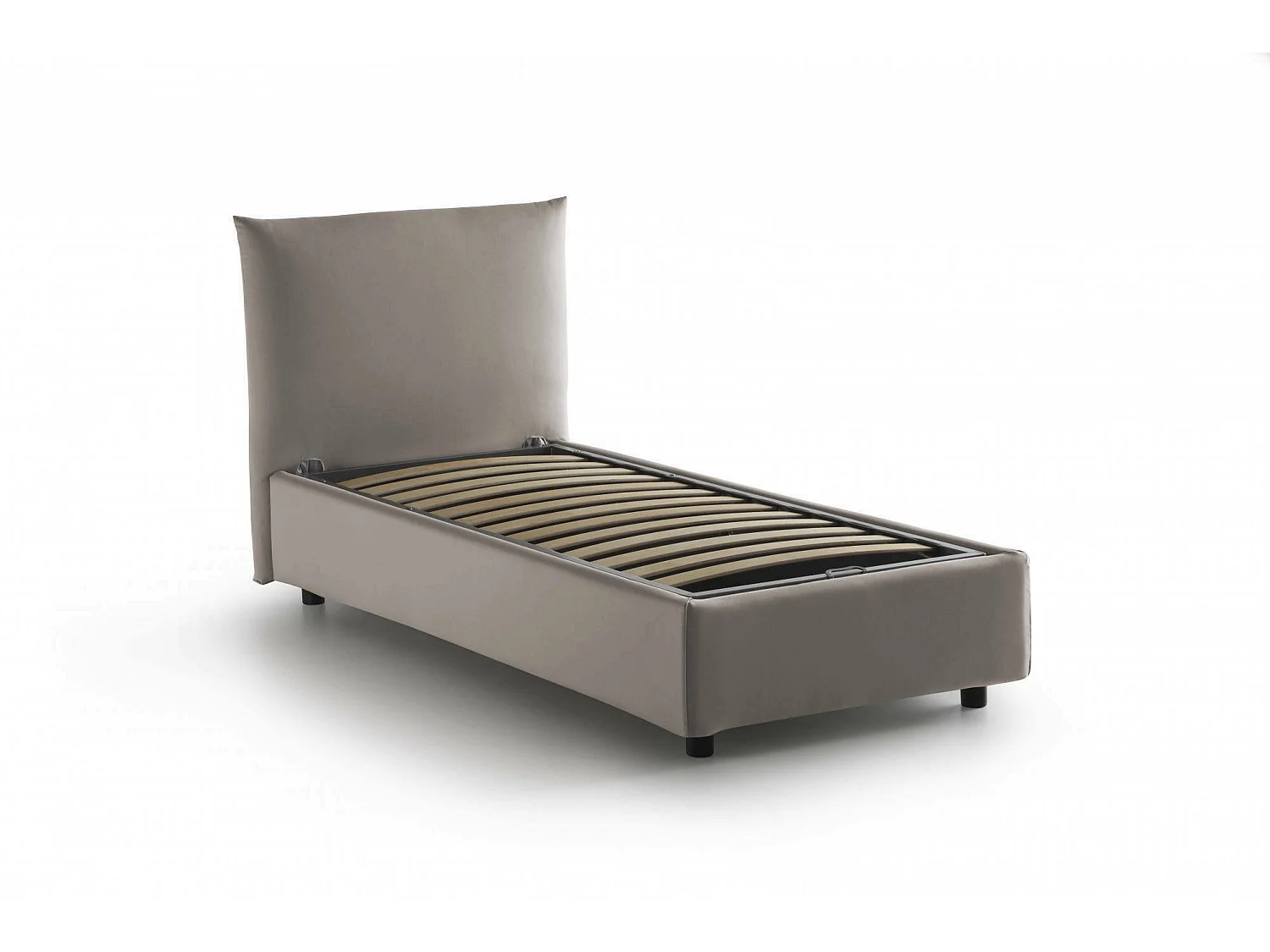 Talamo Italia - Letto singolo Astianatte, con materasso Cm 80x190 incluso, Tortora