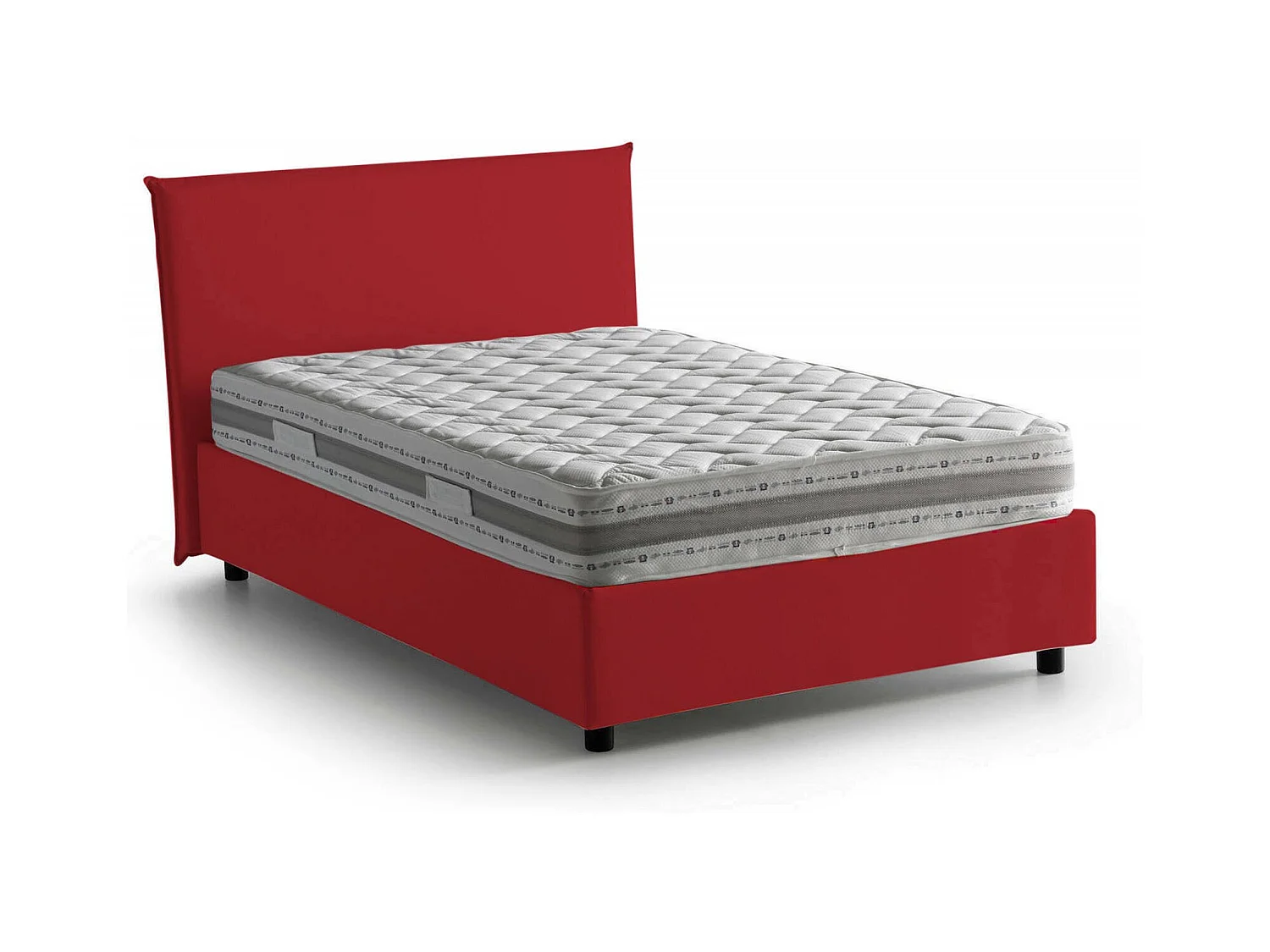 Dacer tweepersoonsbed, opbergbed met stoffen bekleding, 100% Made in Italy, opening aan de voorkant, geschikt voor matras 120x190 cm, rood