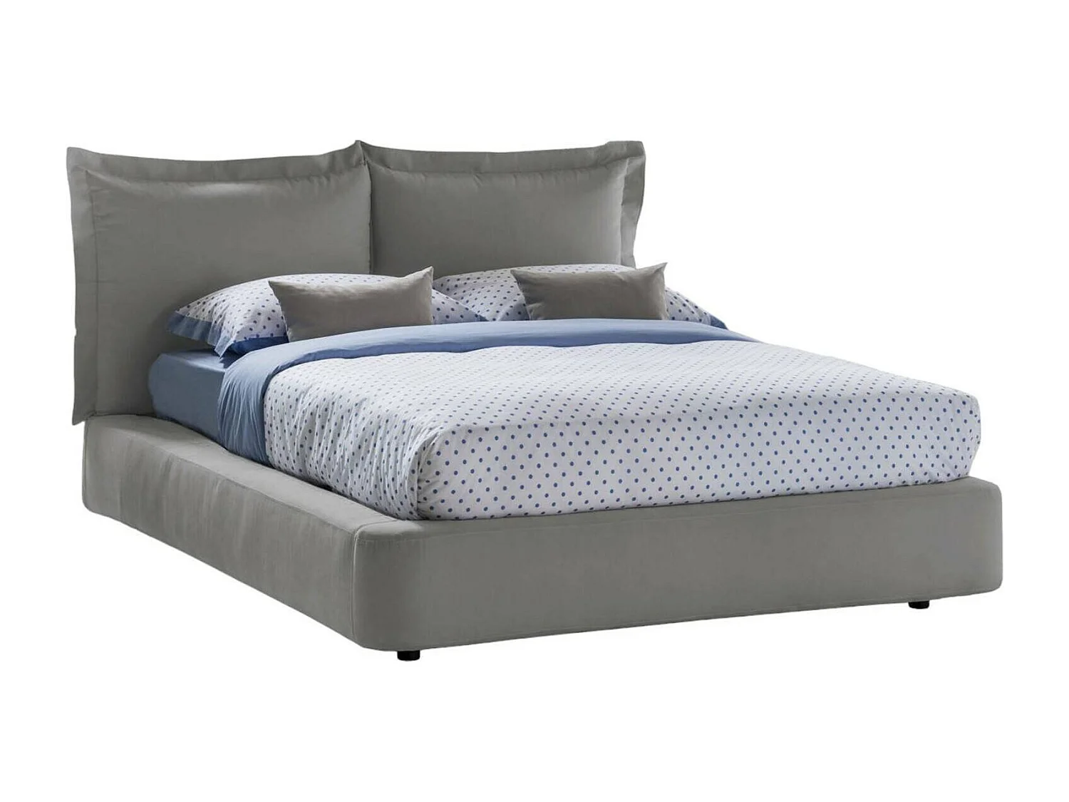 Dbonn tweepersoonsbed, Opbergbed met stoffen bekleding, 100% Made in Italy, Opening aan de voorzijde, geschikt voor matras 160x190 cm, Grijs