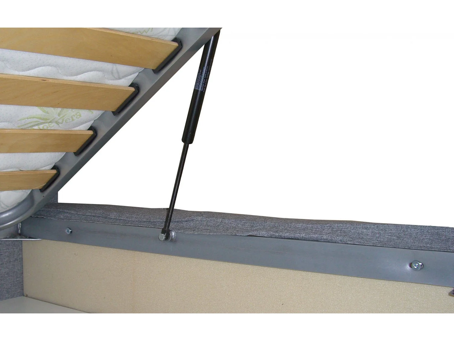 Cama de casal Dbonn, Cama de armazenamento com forro de tecido, 100% Fabricado na Itália, Abertura frontal, adequada para colchão de 160x190 cm, Cinza