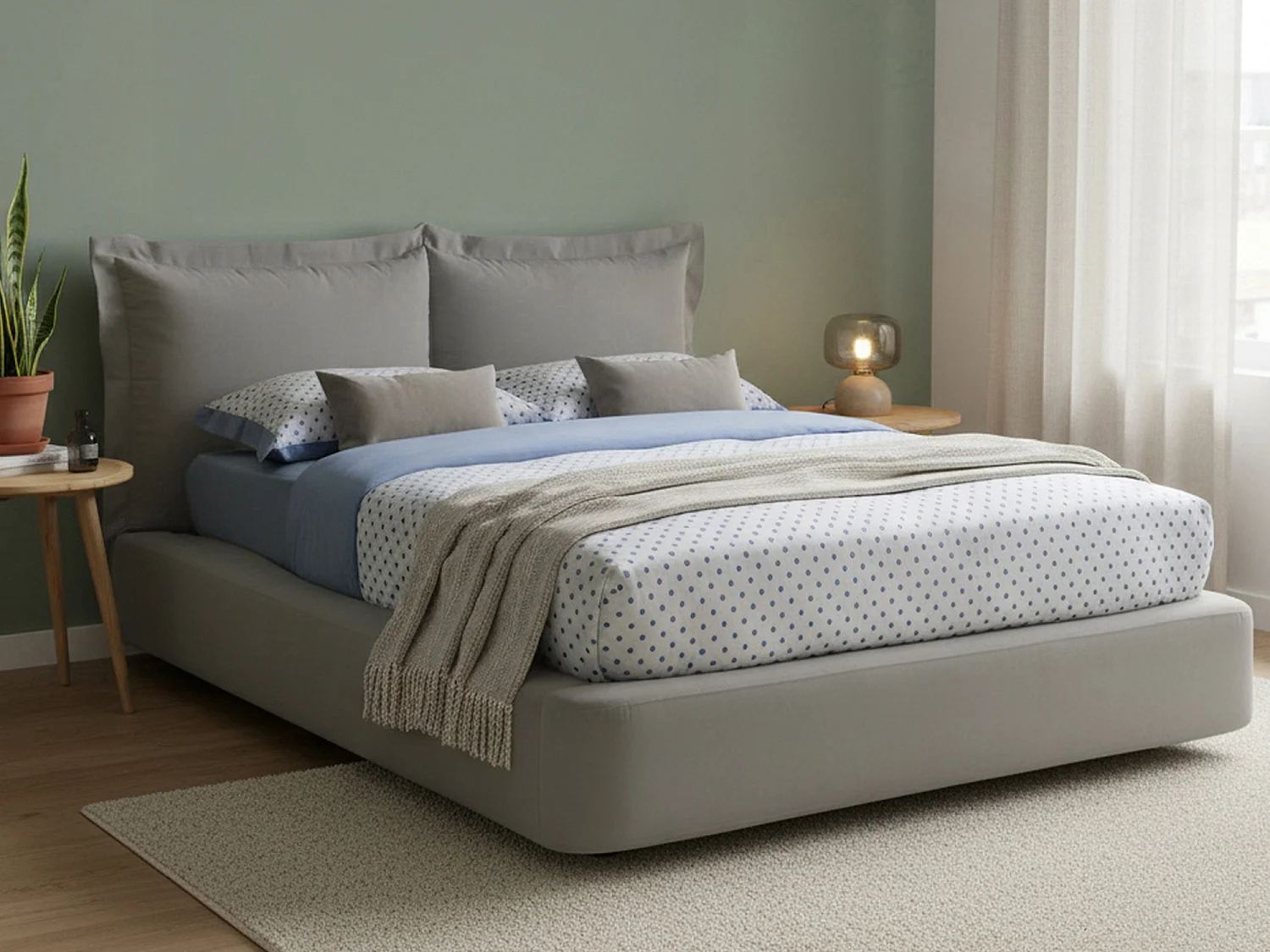 Lit double Dbonn, Lit coffre avec revêtement en tissu, 100% Made in Italy, Ouverture frontale, adapté pour matelas 160x190 cm, Gris