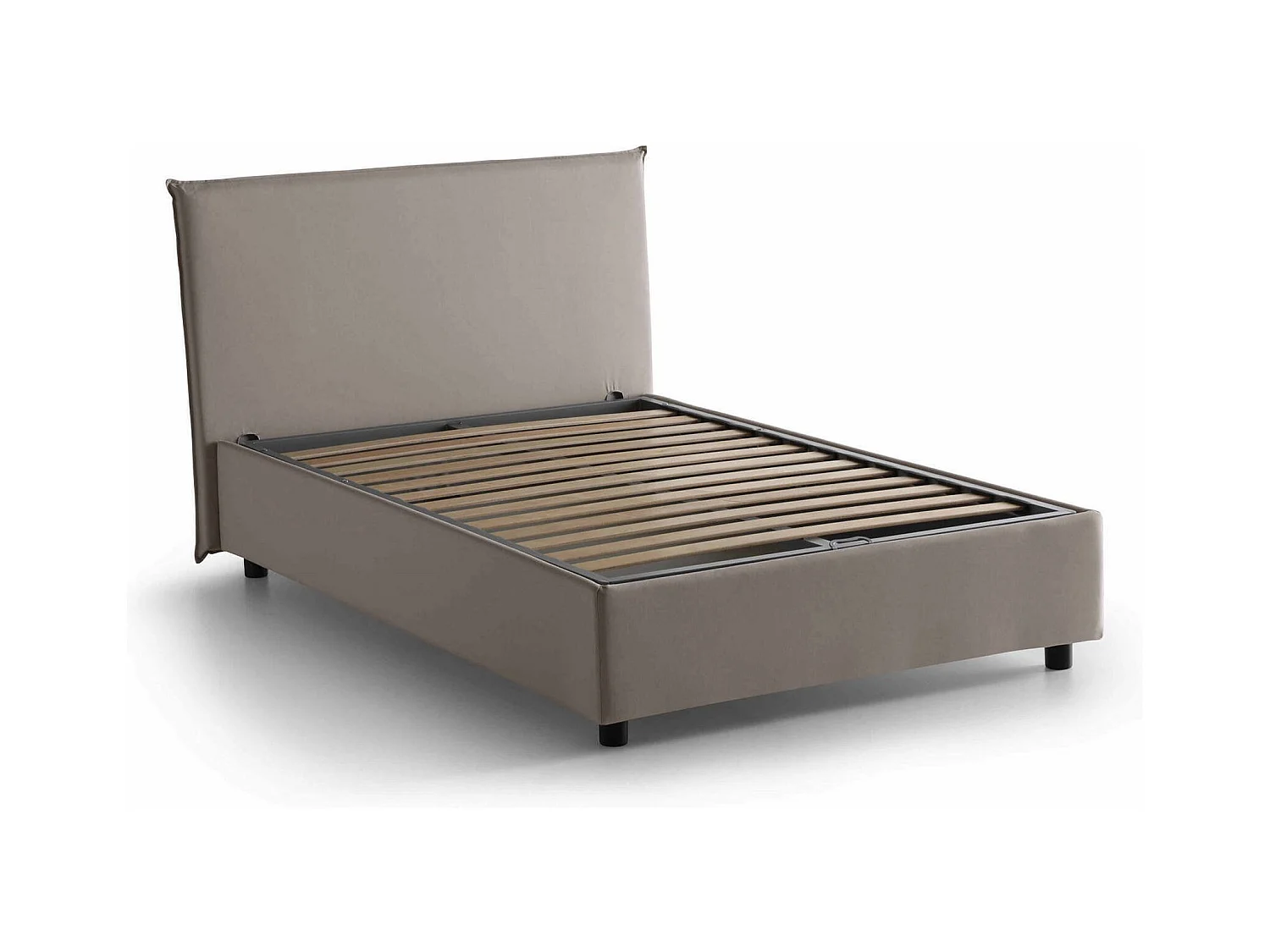 Cama de plaza y media Dacer, Cama contenedor con revestimiento de tela, 100% Made in Italy, Apertura frontal, adecuado para colchón Cm 120x190, Tórtola