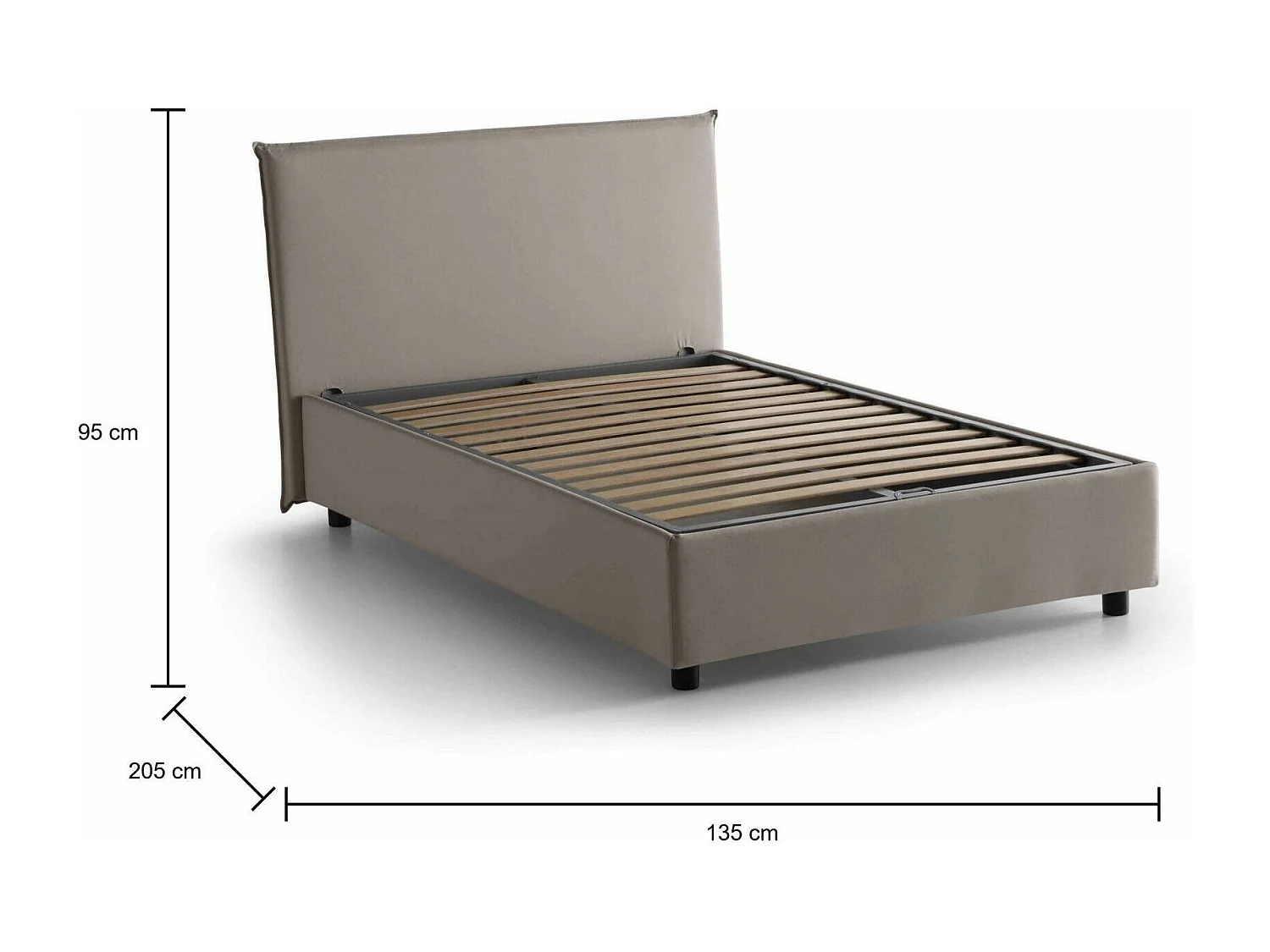 Dacer tweepersoonsbed, opbergbed met stoffen bekleding, 100% Made in Italy, opening aan de voorkant, geschikt voor matras 120x190 cm, duifgrijs