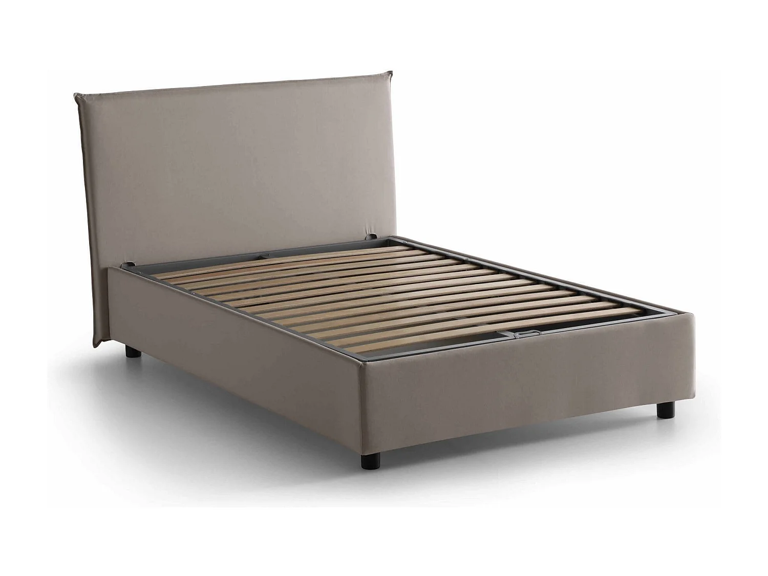 Cama de plaza y media Dacer, Cama contenedor con revestimiento de tela, 100% Made in Italy, Apertura frontal, adecuado para colchón Cm 120x190, Tórtola