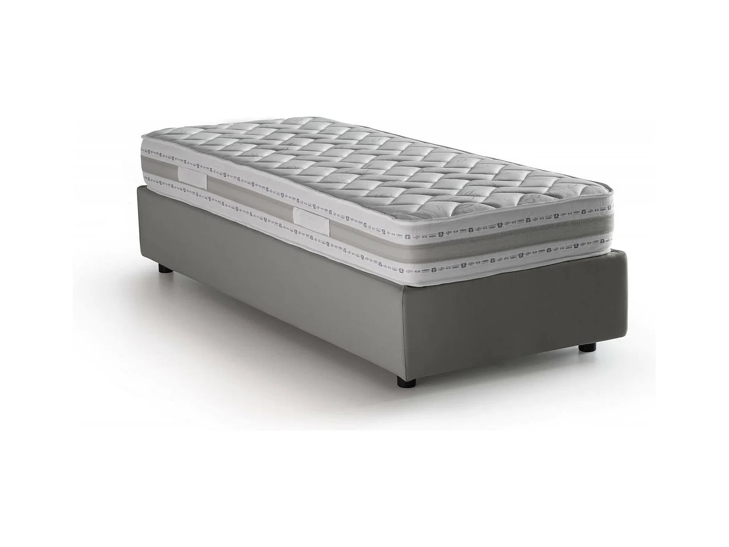 Dabate eenpersoonsbed, Opbergbed met stoffen bekleding, 100% Made in Italy, Opening aan de voorkant, inclusief matras van 80x190 cm, Grijs