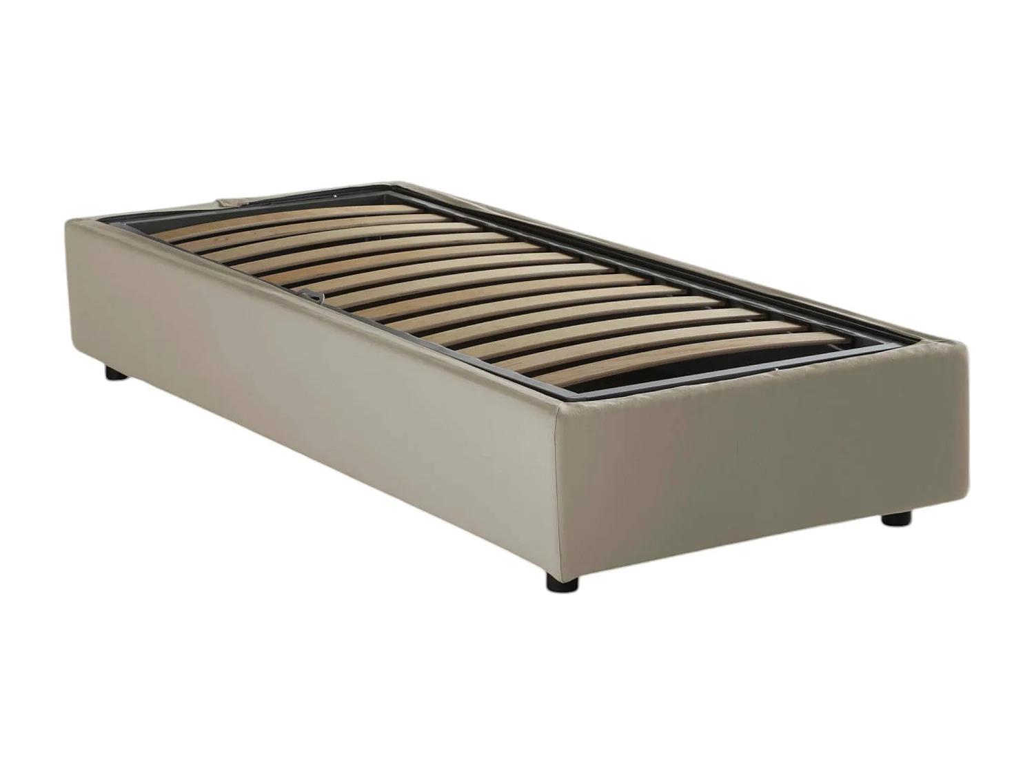 Dcassan eenpersoonsbed, Opbergbed met stoffen bekleding, 100% Made in Italy, Zijopening, inclusief matras 80x190 cm, Beige